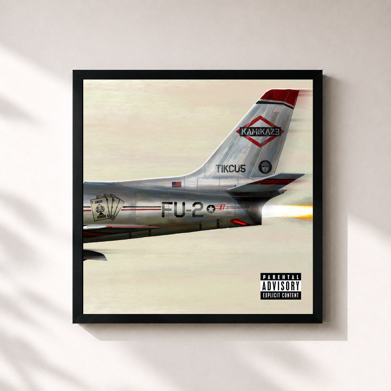 #noir Kamikaze di Eminem in stampa quadrata incorniciata, cornice nera 32x32 cm