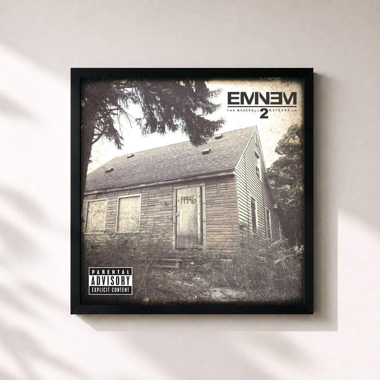 #noir Tableau carré de l'album The Marshall Mathers LP2 de Eminem, cadre noir 32x32 cm