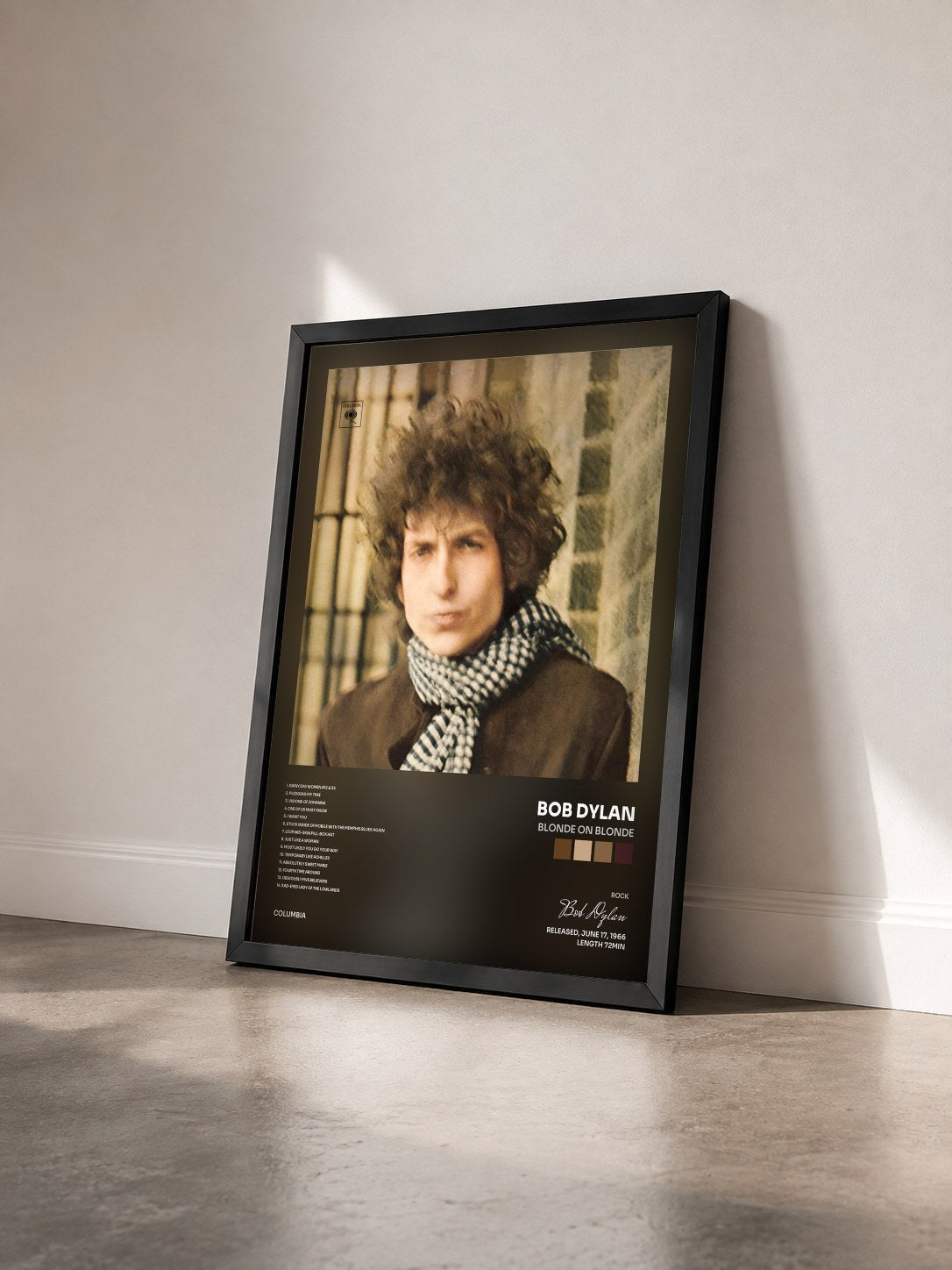 #noir Tableau de l'album Blonde On Blonde de Bob Dylan vu de trois quarts, cadre noir