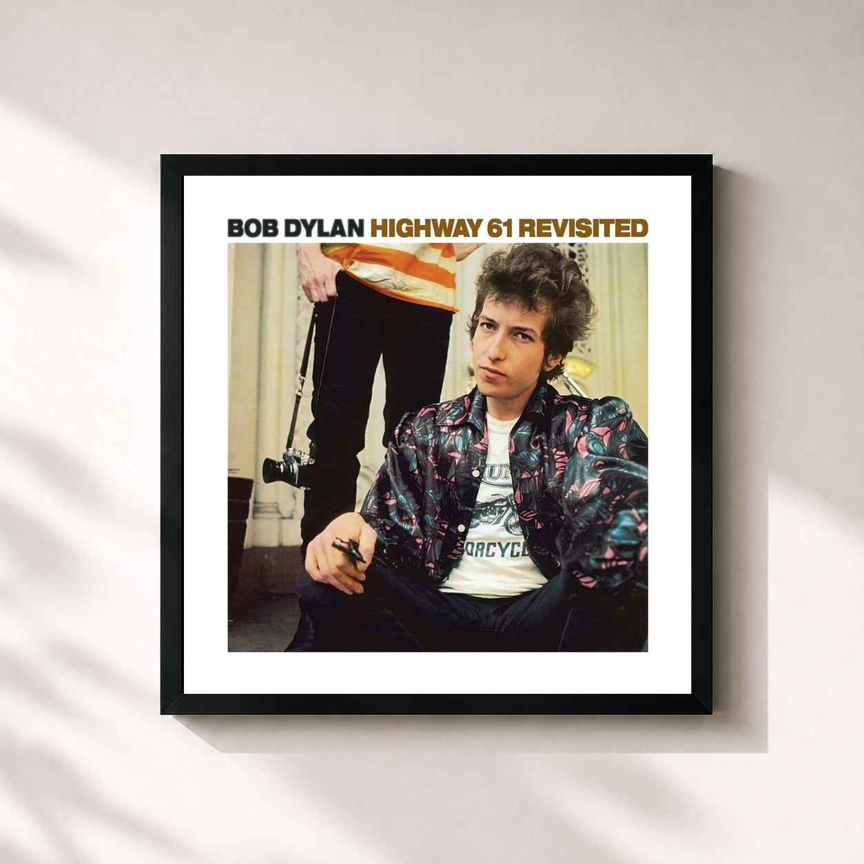 #noir Highway 61 Revisited by Bob Dylan as a square framed art print, black 32x32 cm frame