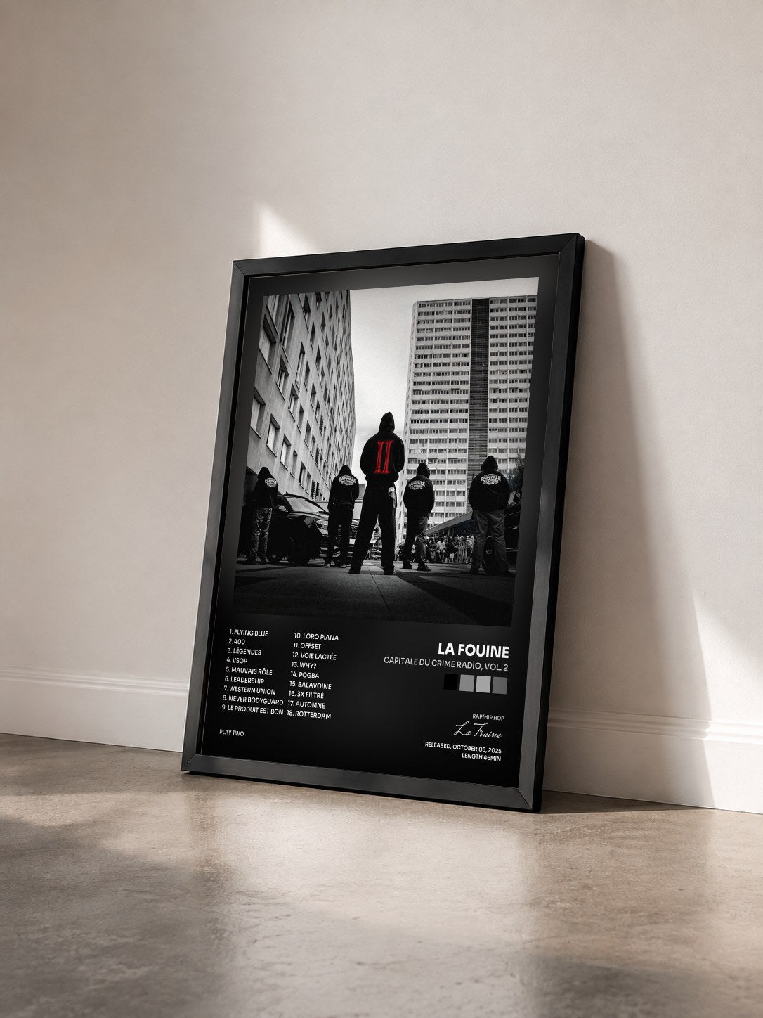 #noir Tableau de l'album CAPITALE DU CRIME RADIO, vol. 2 de La Fouine vu de trois quarts, cadre noir