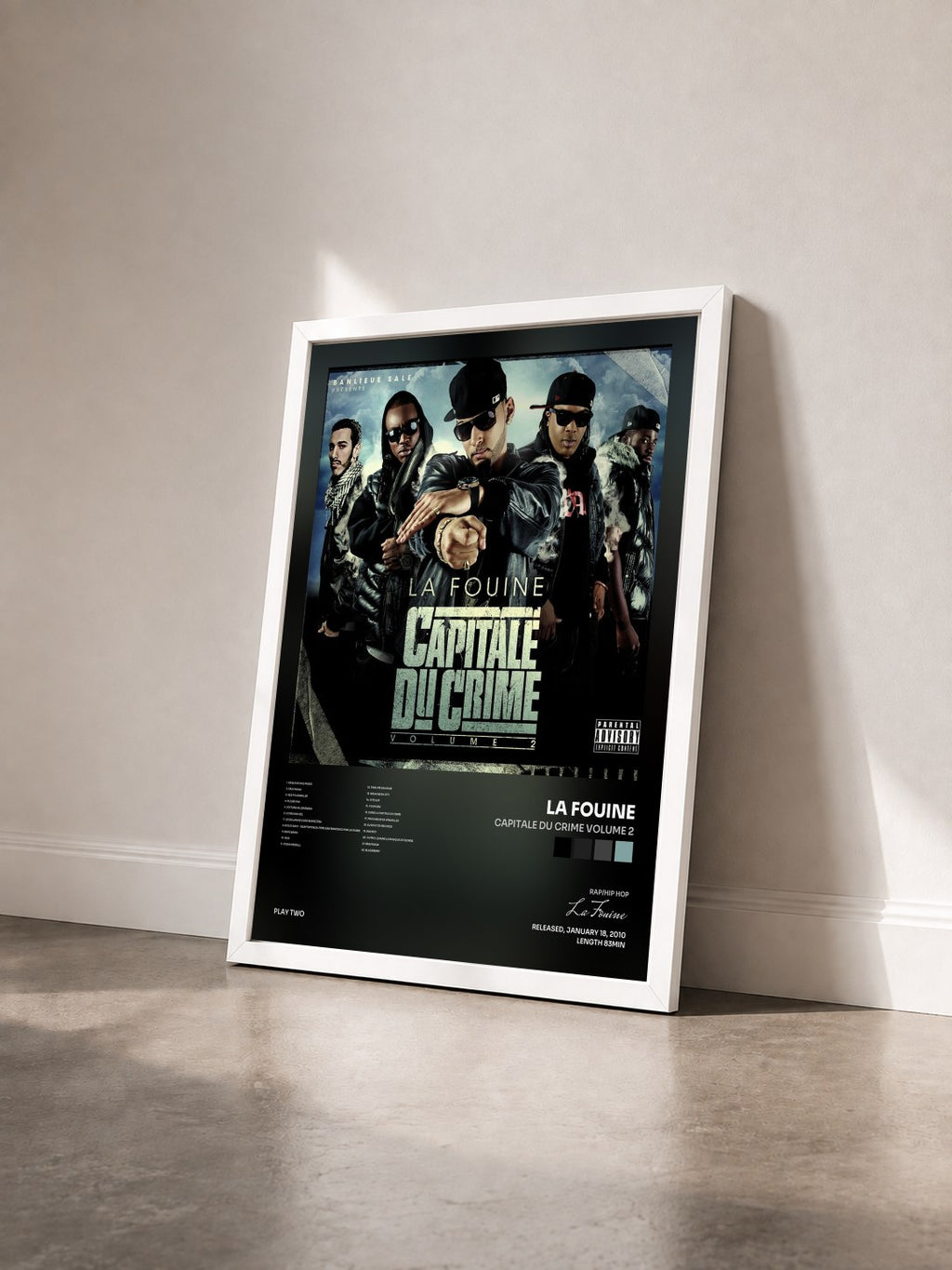 #blanc Tableau de l'album Capitale Du Crime Volume 2 de La Fouine vu de trois quarts, cadre blanc