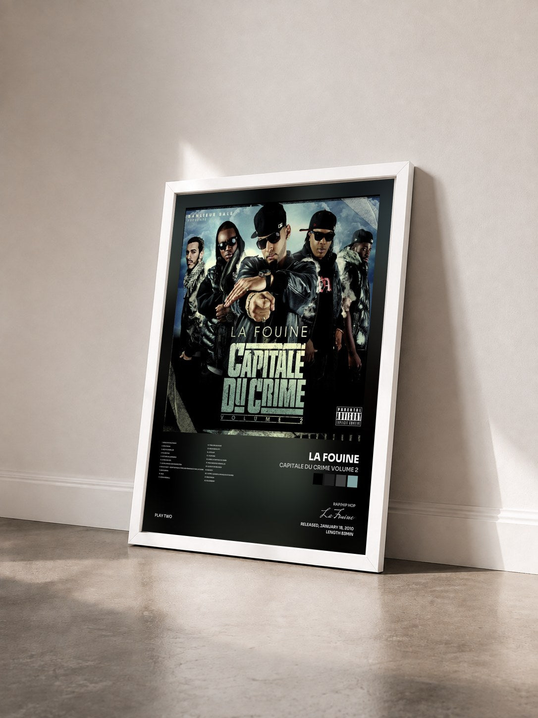 #blanc Tableau de l'album Capitale Du Crime Volume 2 de La Fouine vu de trois quarts, cadre blanc