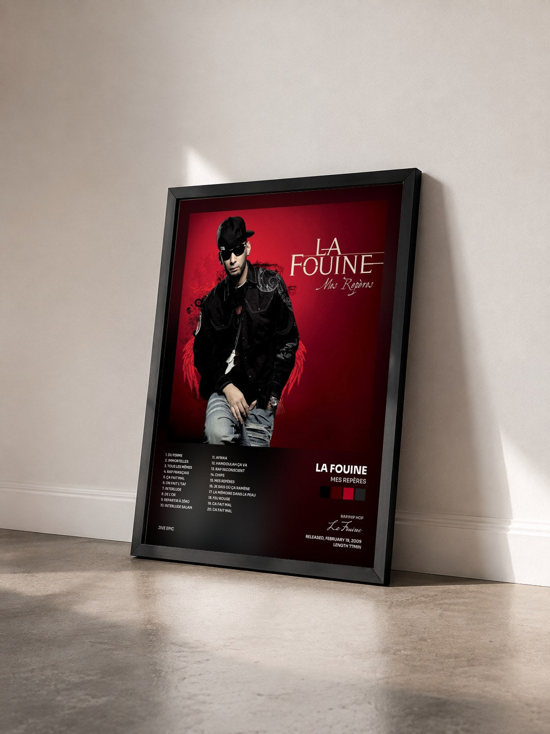 #noir Tableau de l'album Mes Repères de La Fouine vu de trois quarts, cadre noir