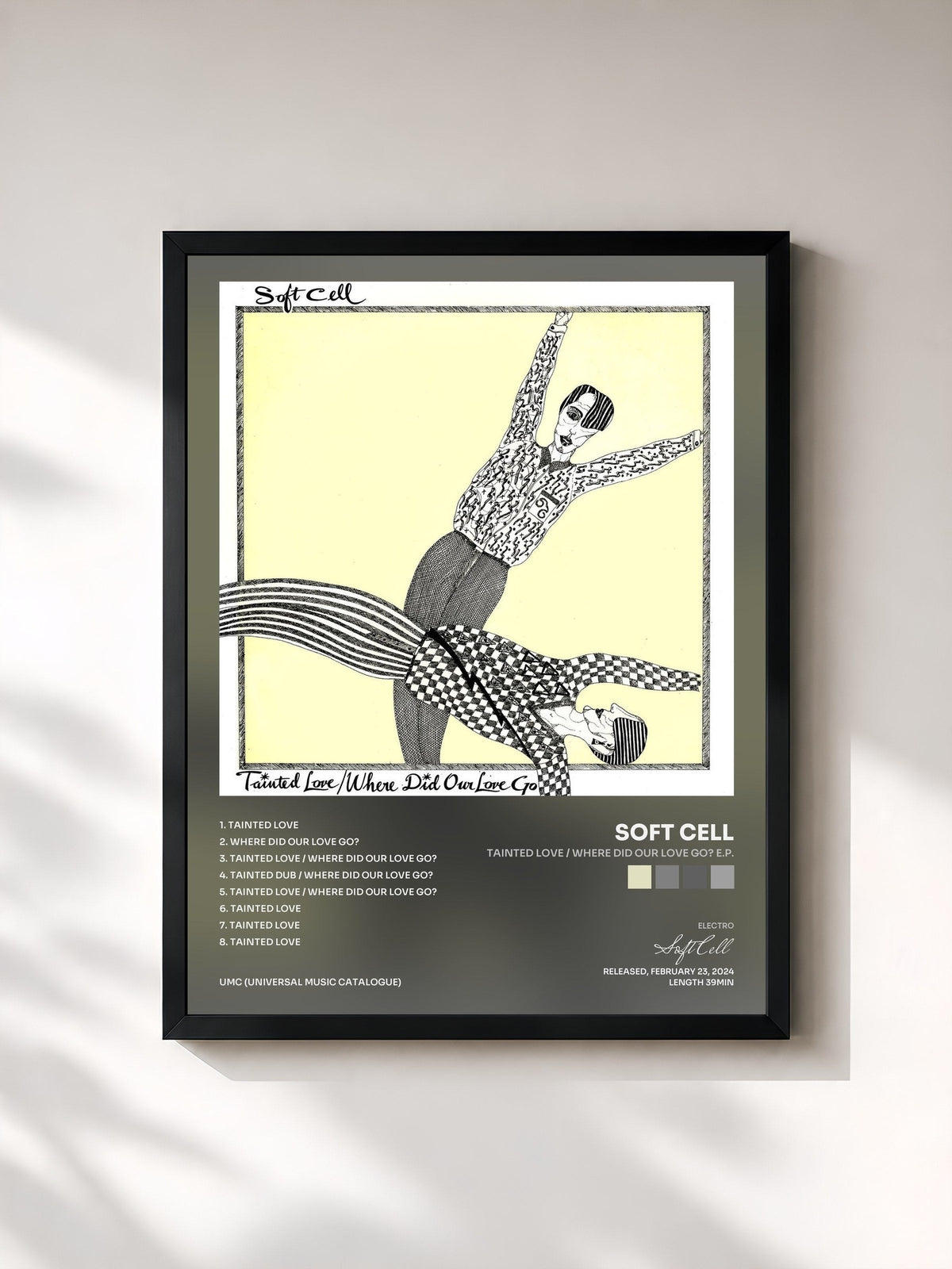 #noir Tainted Love / Where Did Our Love Go? E.P. von Soft Cell als gerahmter Kunstdruck, schwarzer Rahmen, gedruckt und gerahmt in Frankreich