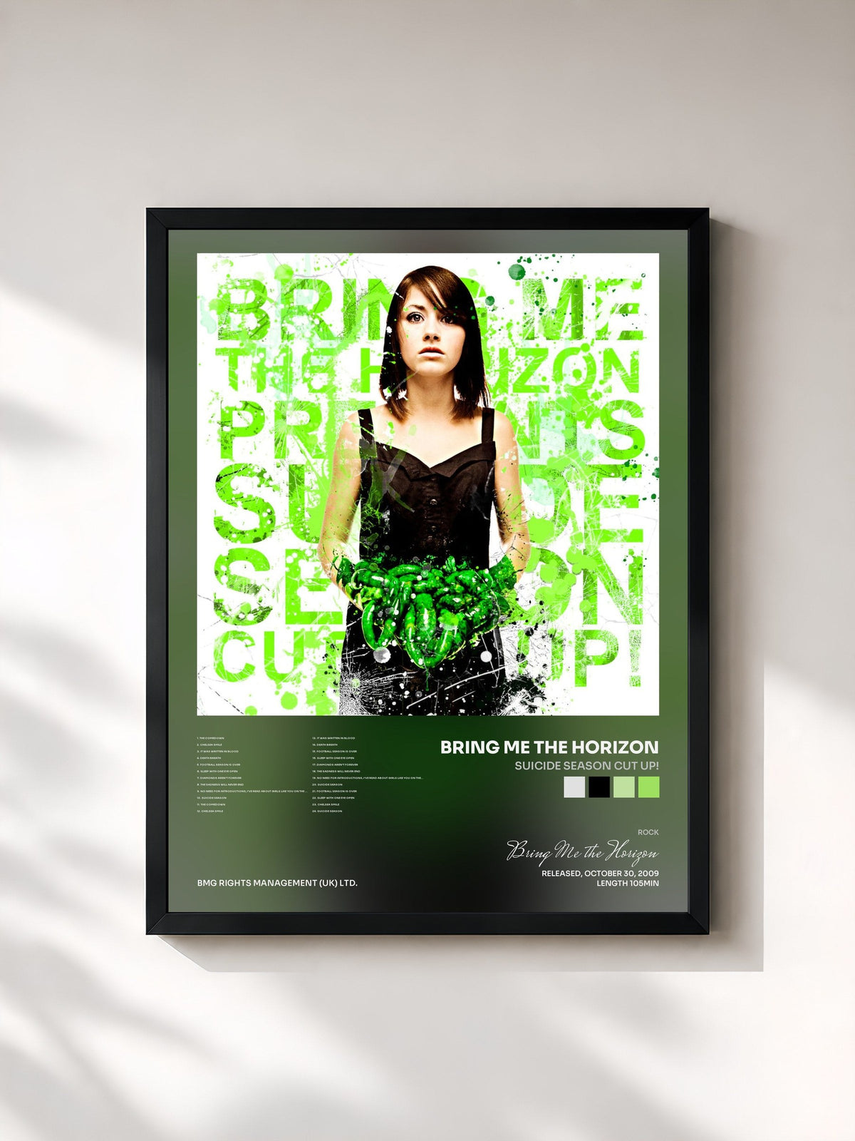 #noir Tableau de l'album Suicide Season Cut Up! de Bring Me the Horizon, cadre noir, imprimé et encadré en France