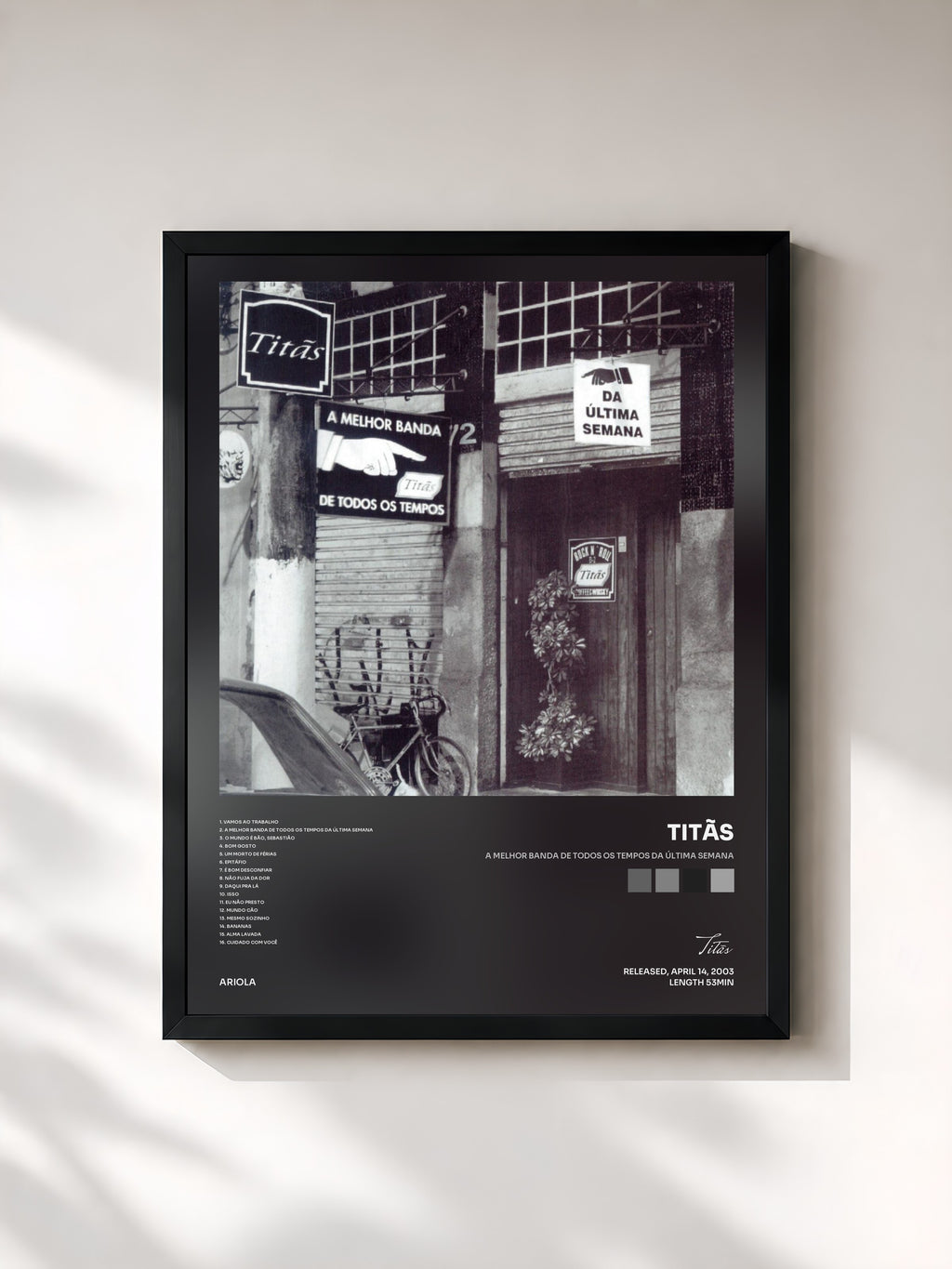 #noir Tableau de l'album A Melhor Banda De Todos Os Tempos Da Última Semana de Titãs, cadre noir, imprimé et encadré en France