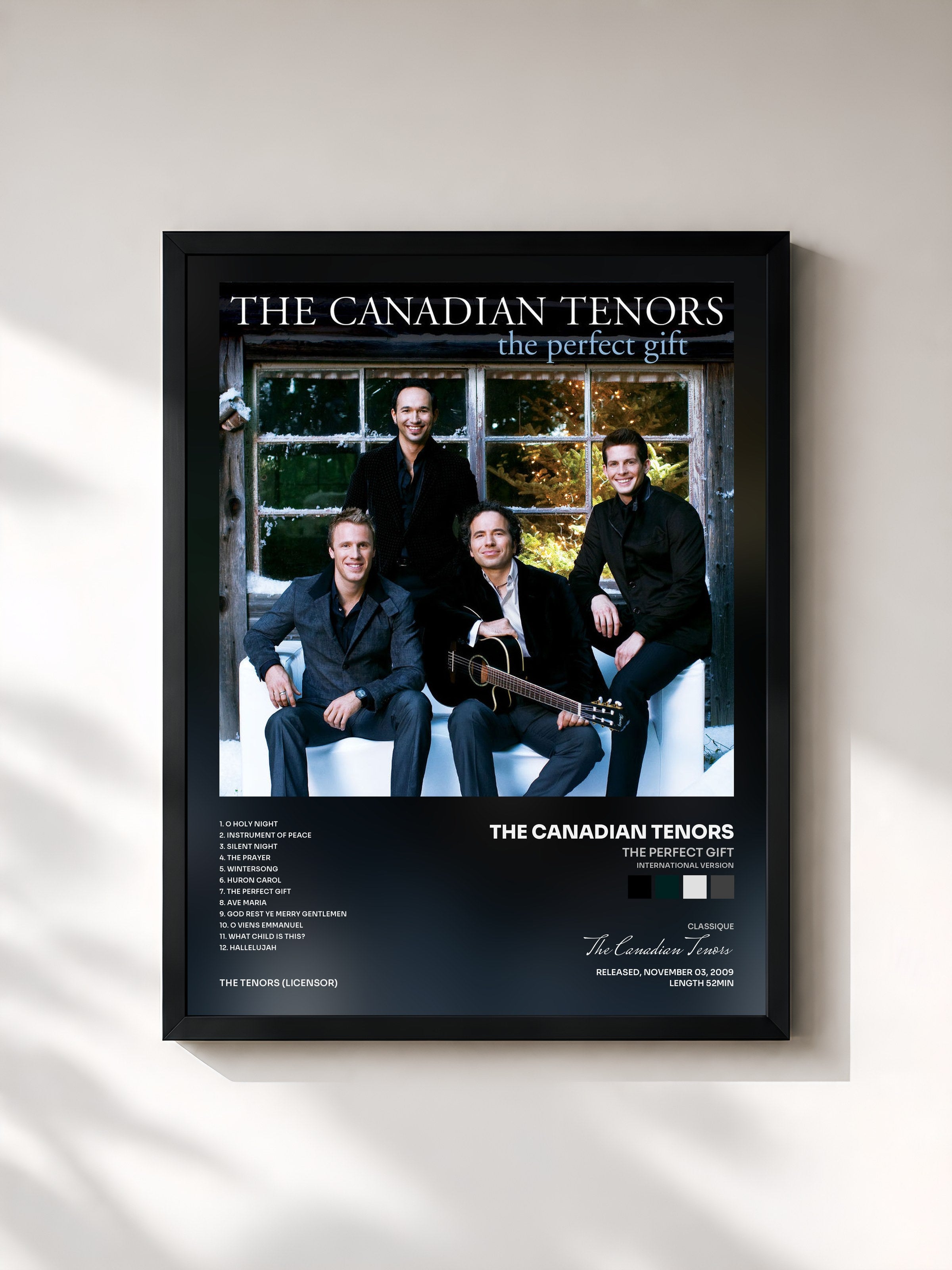 #noir Tableau de l'album The Perfect Gift (International Version) de The Canadian Tenors, cadre noir, imprimé et encadré en France