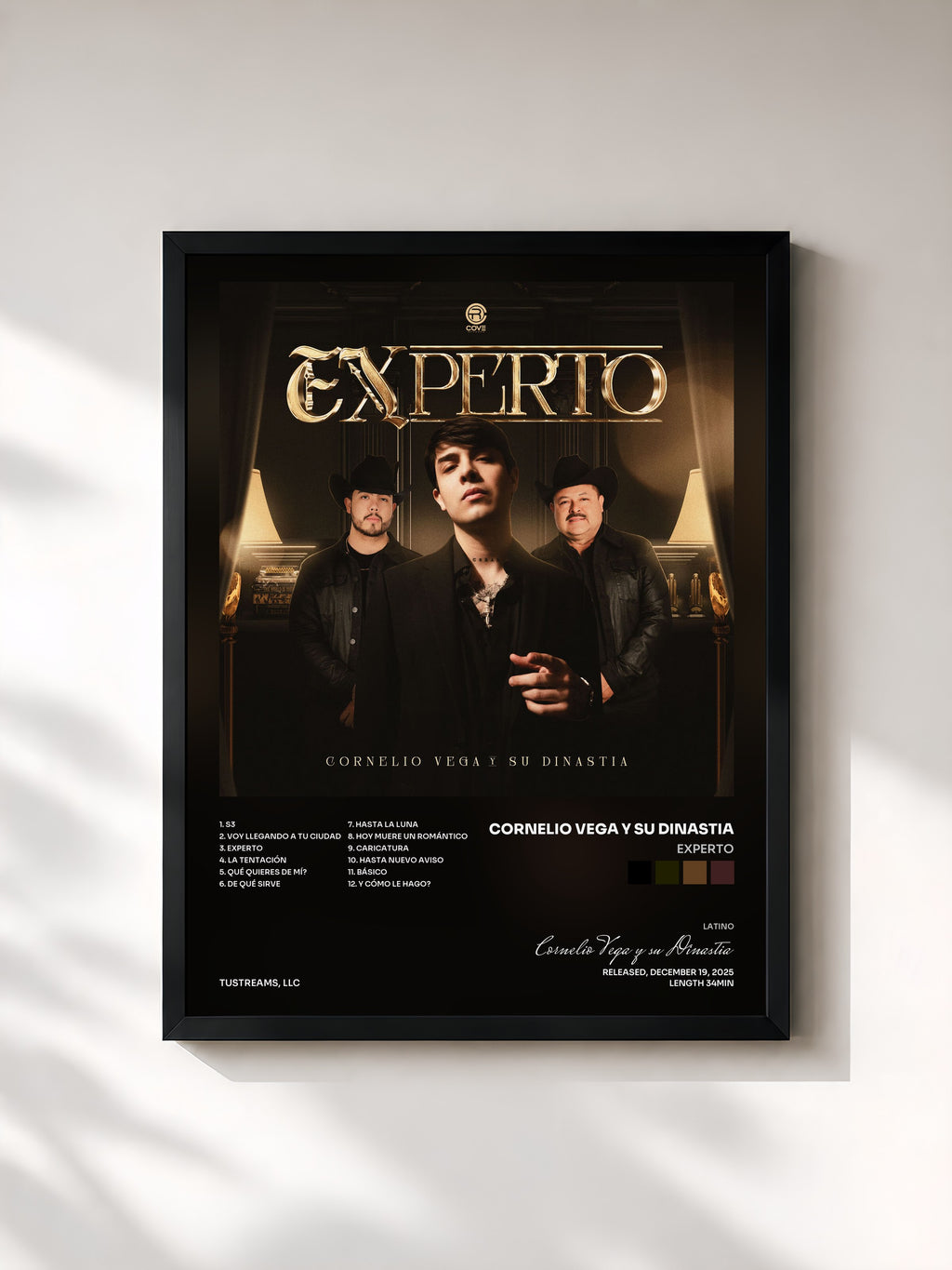 #noir Tableau de l'album Experto de Cornelio Vega y su Dinastia, cadre noir, imprimé et encadré en France