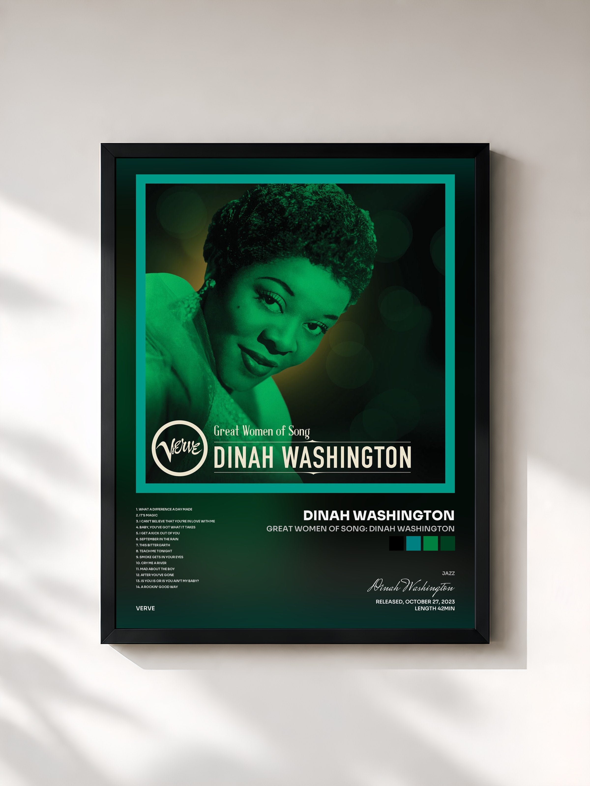 #noir Tableau de l'album Great Women Of Song: Dinah Washington de Dinah Washington, cadre noir, imprimé et encadré en France