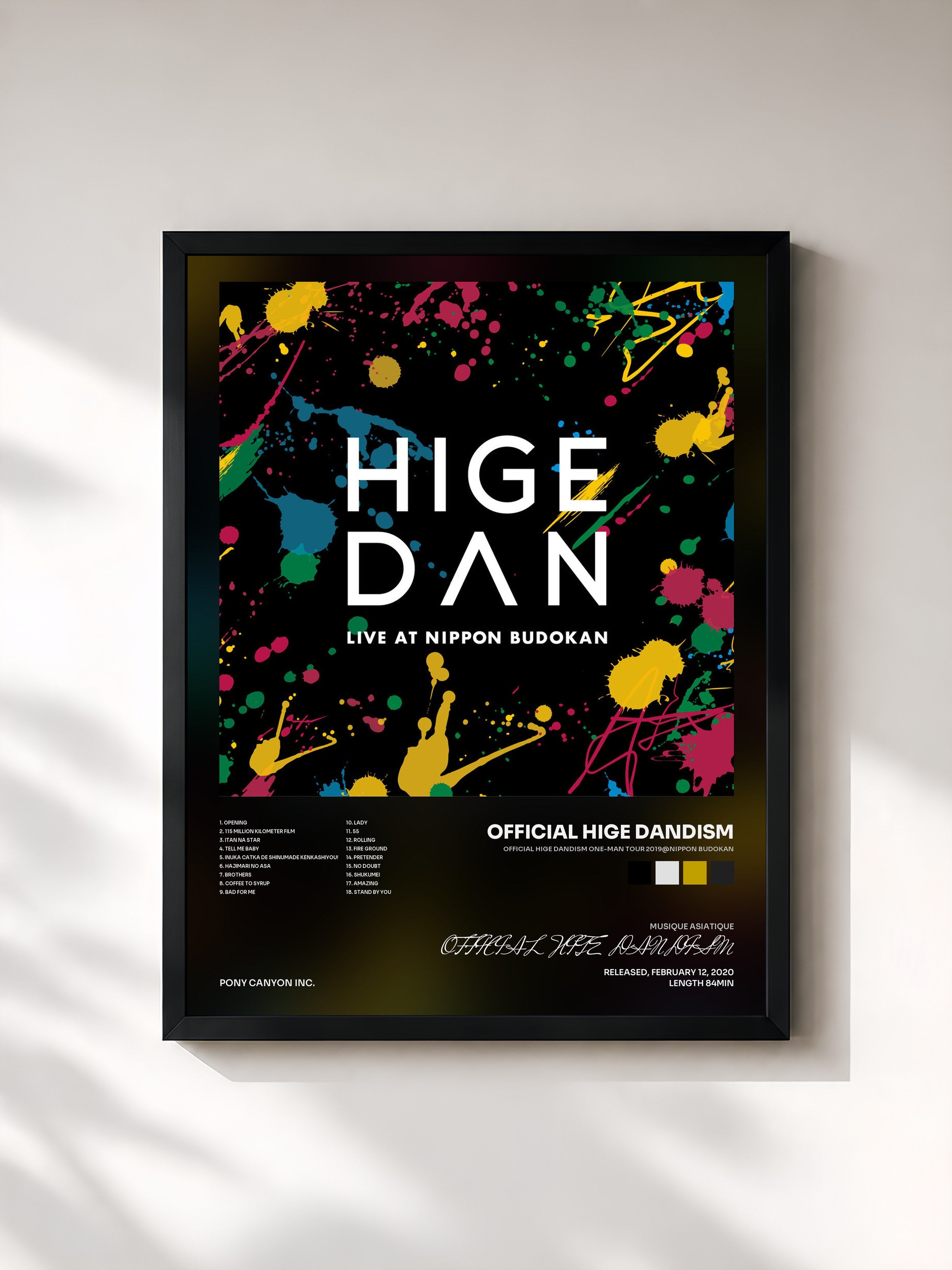 #noir Tableau de l'album Official HIGE DANdism One-Man Tour 2019@Nippon Budokan de OFFICIAL HIGE DANDISM, cadre noir, imprimé et encadré en France