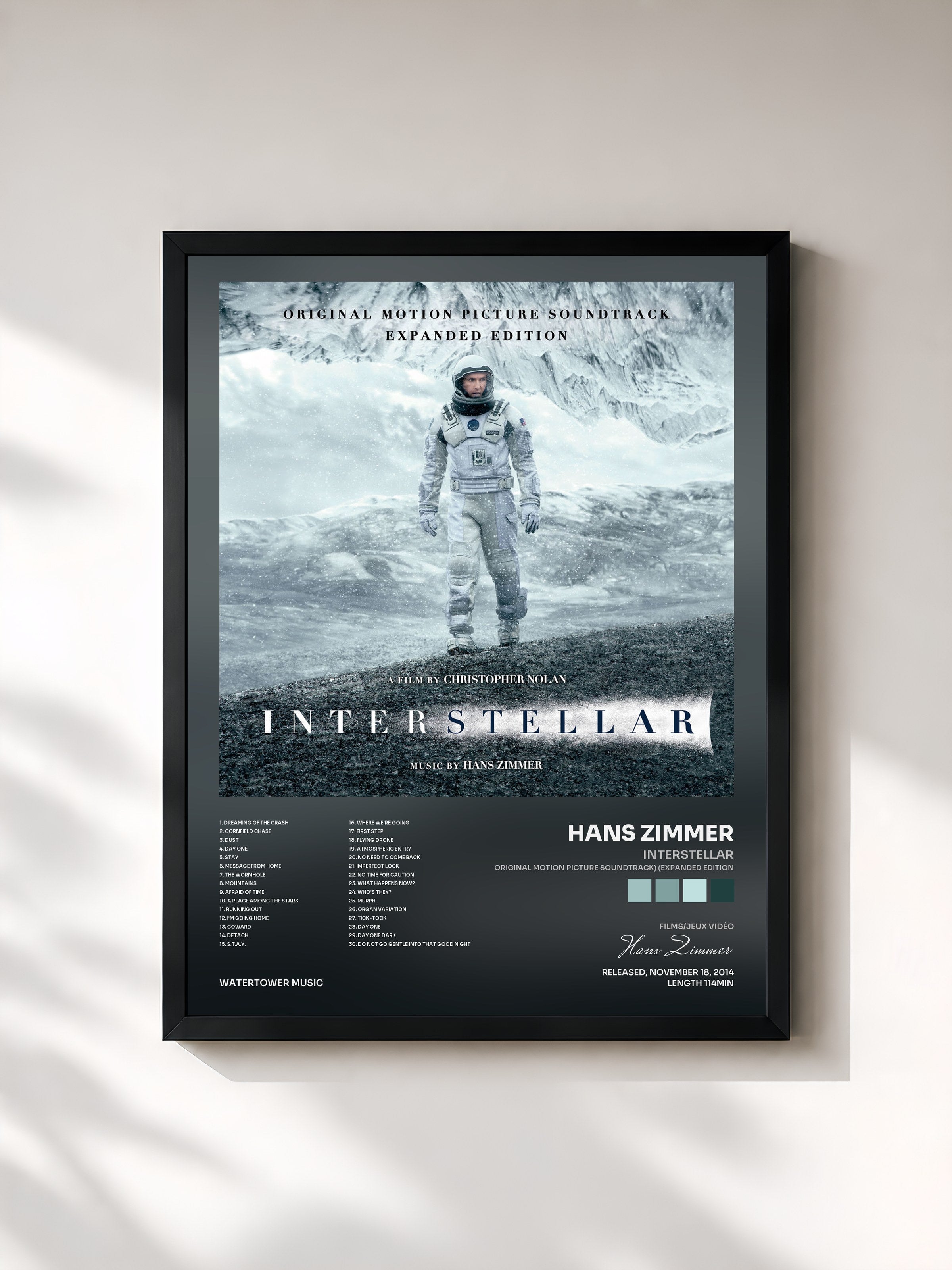 #noir Interstellar (Original Motion Picture Soundtrack) (Expanded Edition) by Hans Zimmer as a framed art print, black frame, printed and framed in France