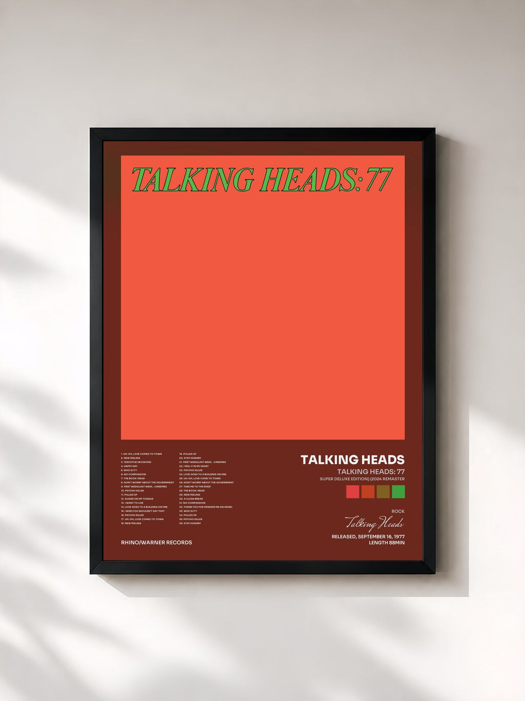 #noir Talking Heads: 77 (Super Deluxe Edition) (2024 Remaster) di Talking Heads in stampa incorniciata, cornice nera, stampata e incorniciata in Francia