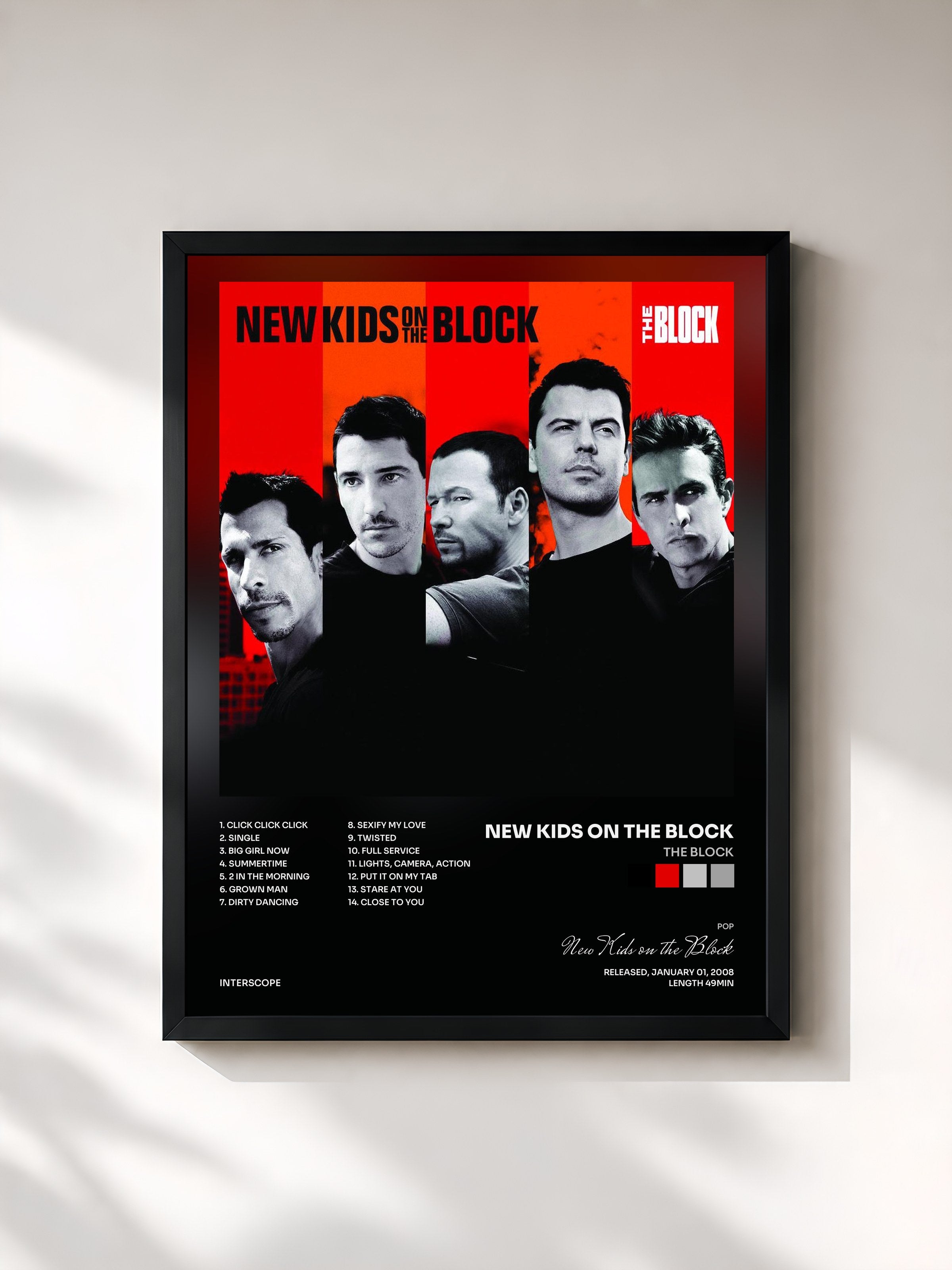 #noir Tableau de l'album The Block de New Kids on the Block, cadre noir, imprimé et encadré en France
