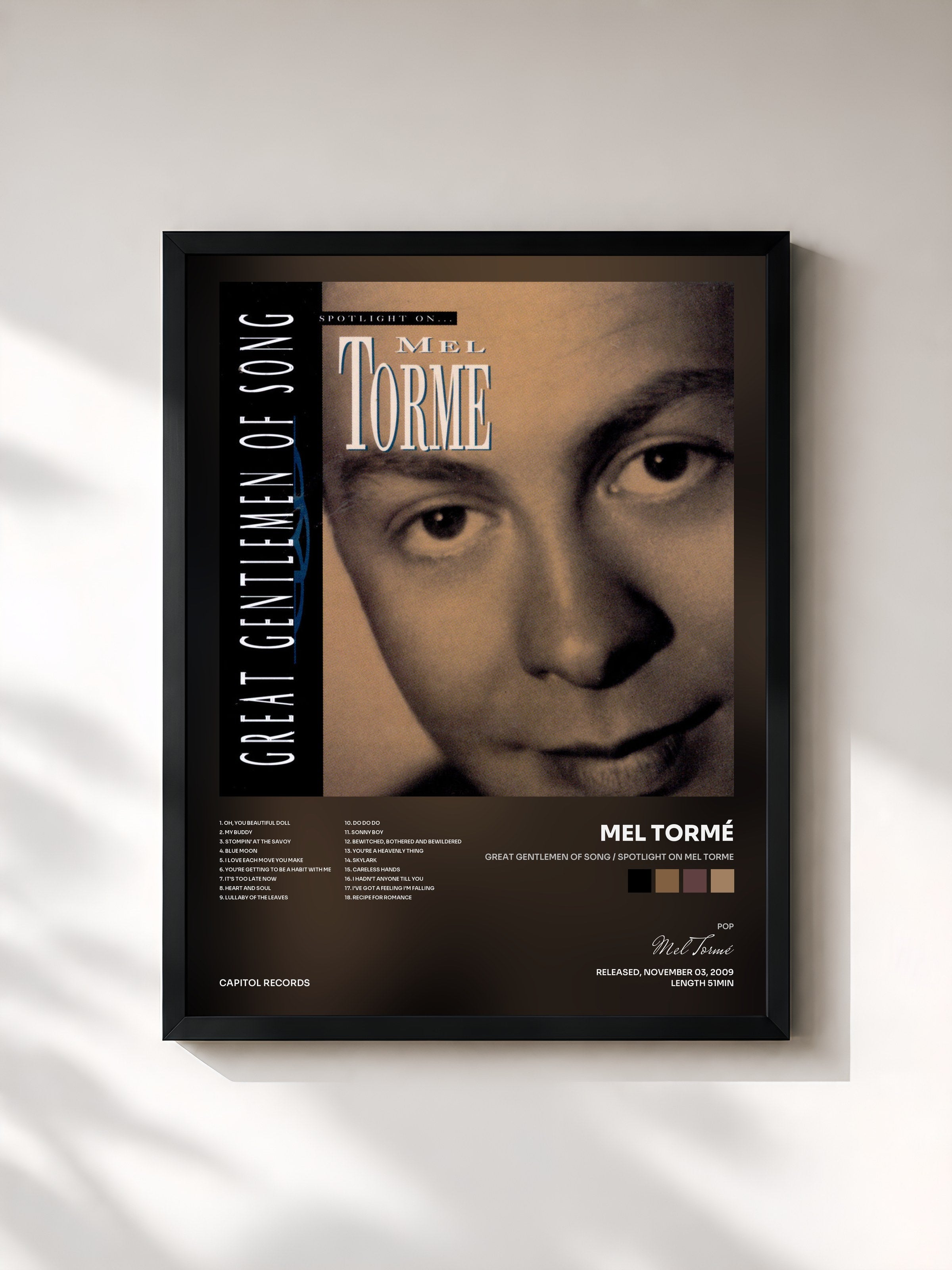 #noir Tableau de l'album Great Gentlemen Of Song / Spotlight On Mel Torme de Mel Tormé, cadre noir, imprimé et encadré en France