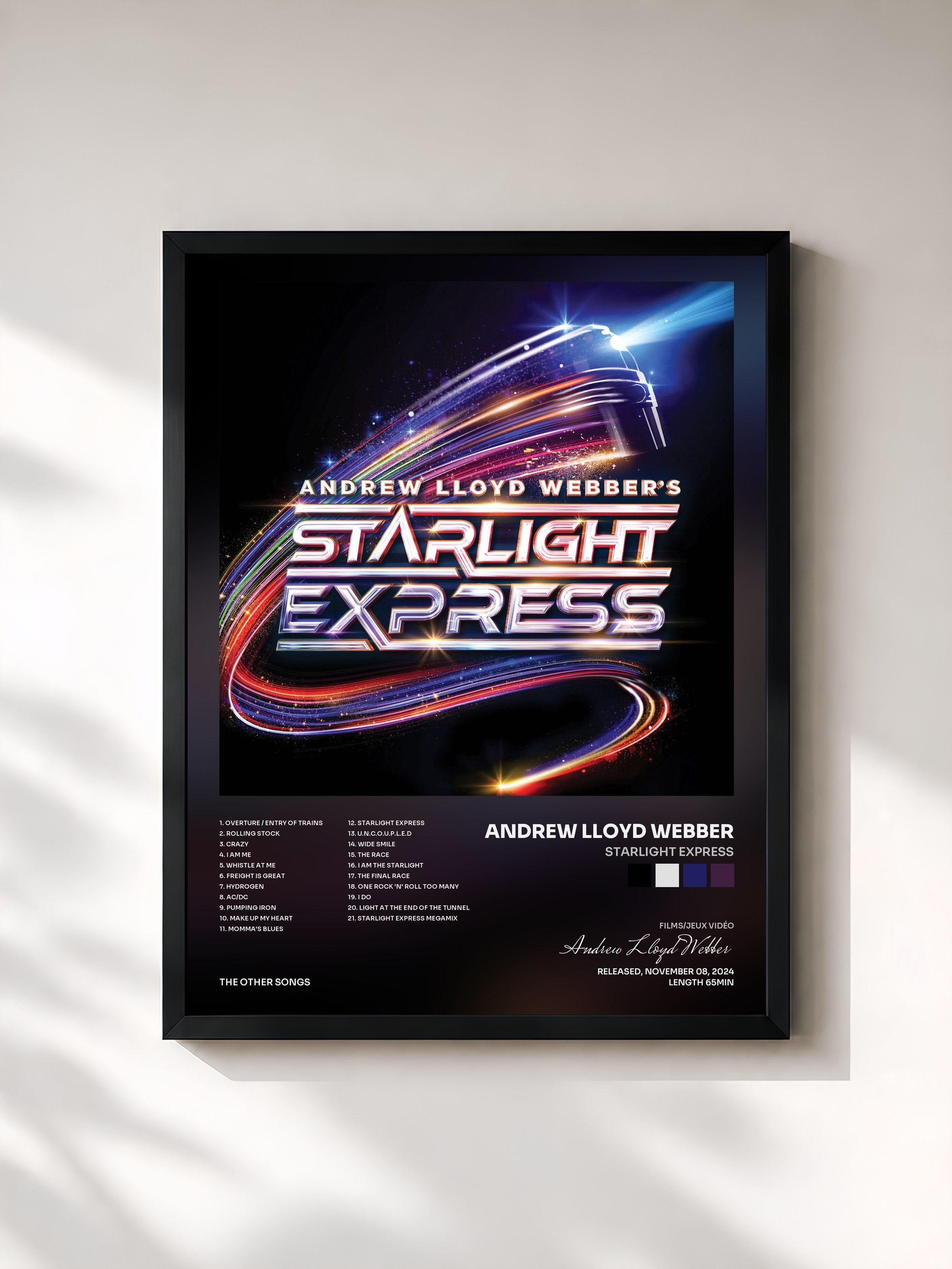 #noir Tableau de l'album Starlight Express de Andrew Lloyd Webber, cadre noir, imprimé et encadré en France