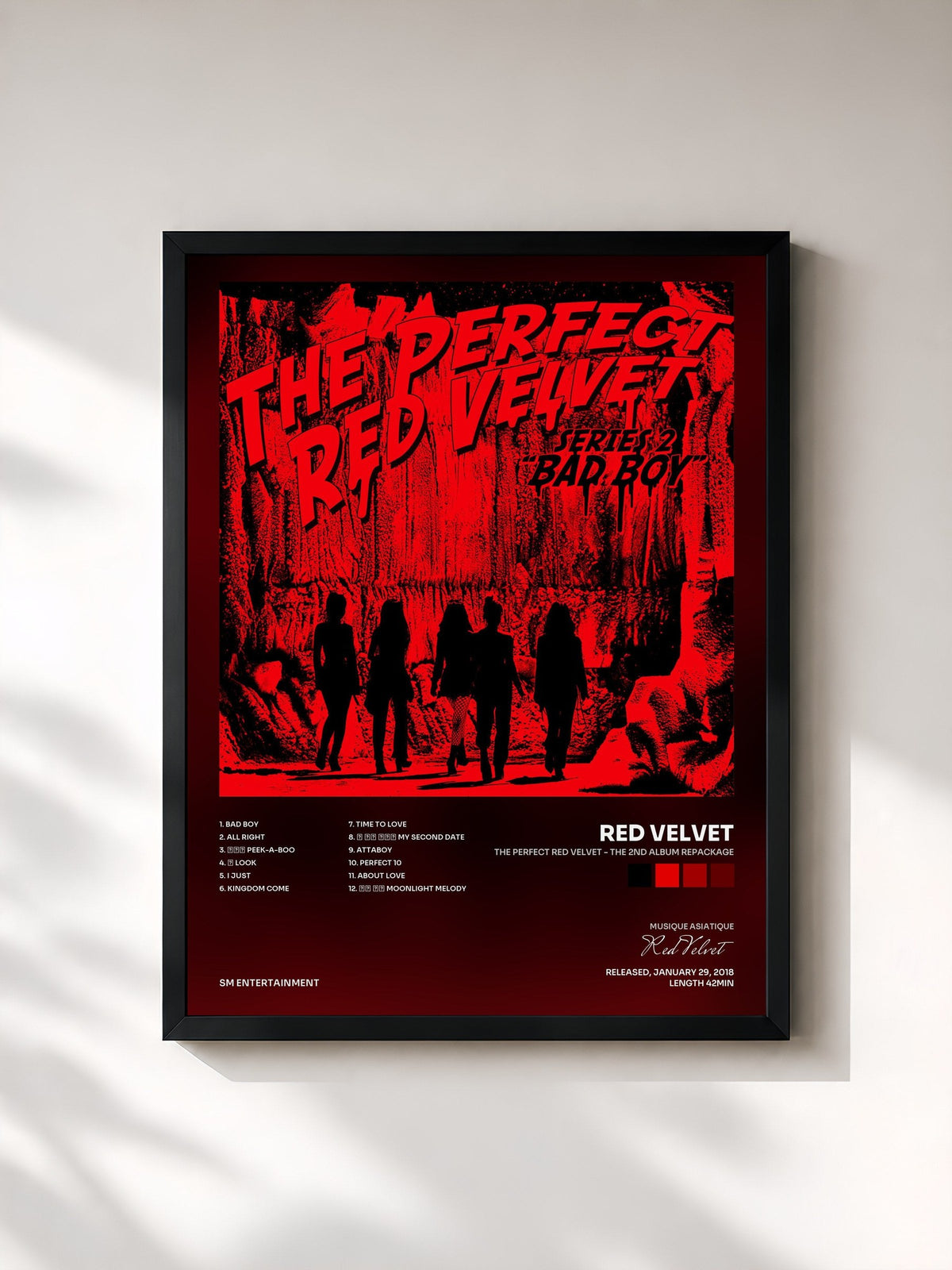 #noir Tableau de l'album The Perfect Red Velvet - The 2nd Album Repackage de Red Velvet, cadre noir, imprimé et encadré en France
