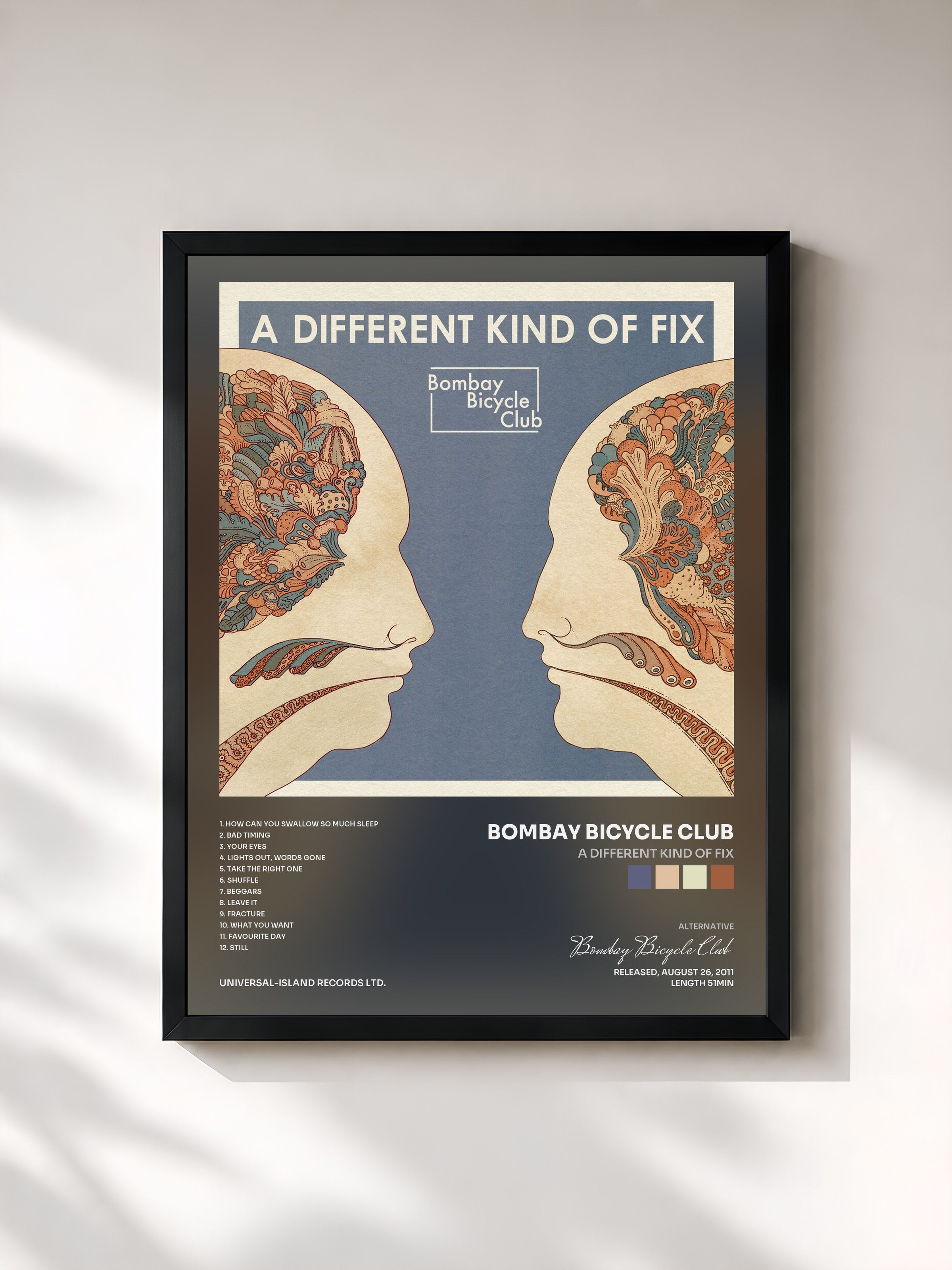 #noir Tableau de l'album A Different Kind Of Fix de Bombay Bicycle Club, cadre noir, imprimé et encadré en France