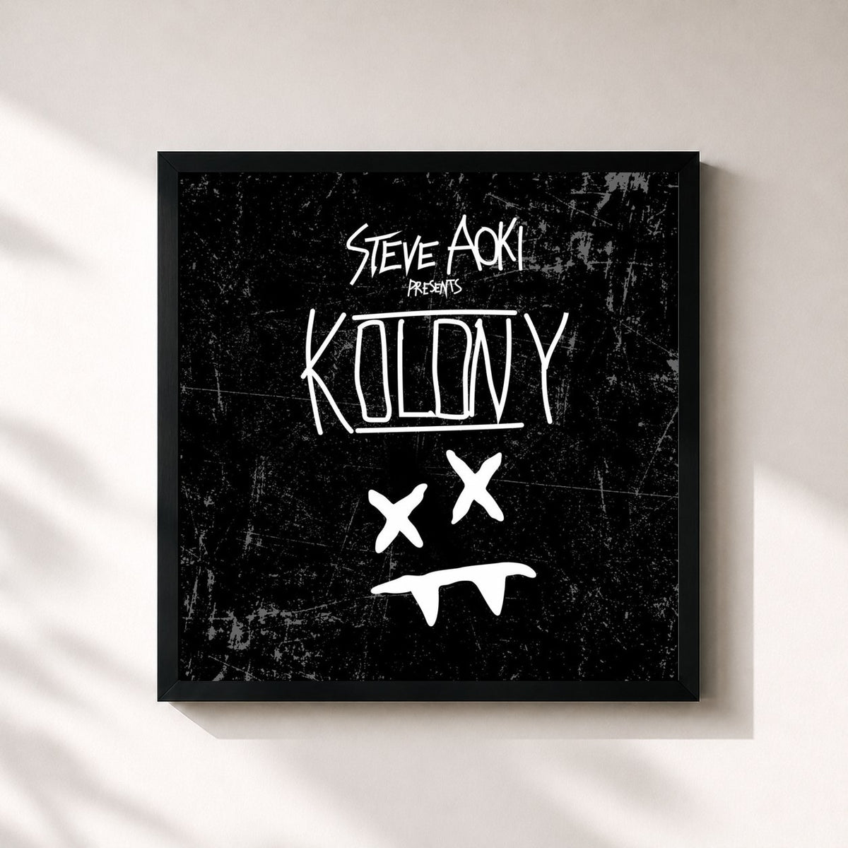 #noir Tableau carré de l'album Steve Aoki Presents Kolony de Steve Aoki, cadre noir 32x32 cm
