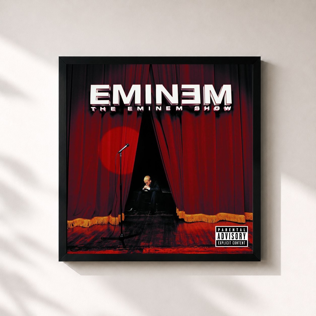 #noir The Eminem Show di Eminem in stampa quadrata incorniciata, cornice nera 32x32 cm