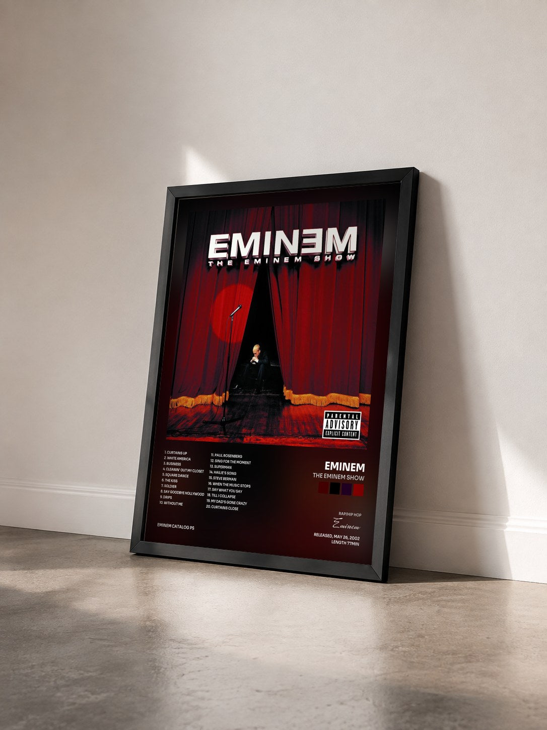 #noir The Eminem Show di Eminem in stampa incorniciata vista di tre quarti, cornice nera