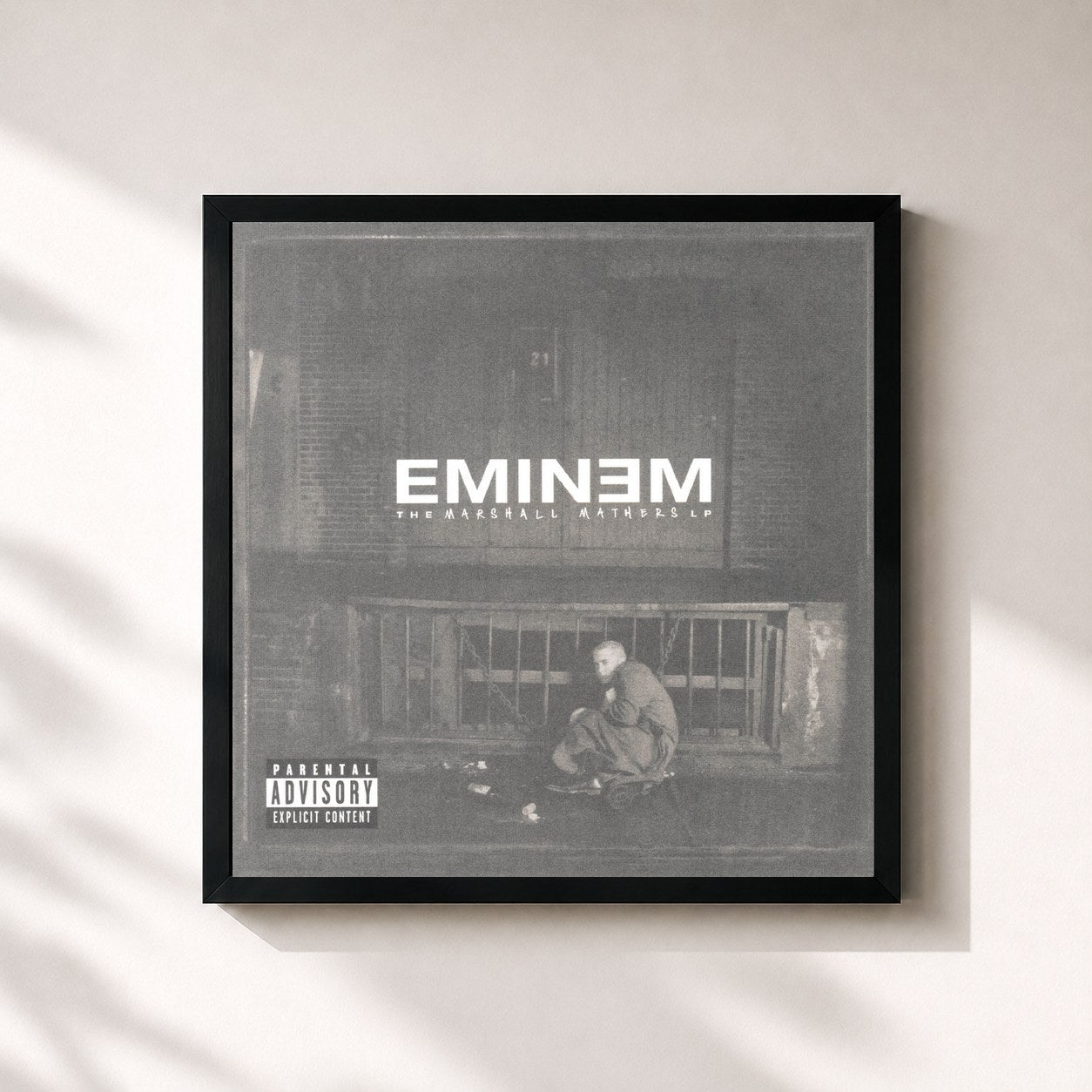 #noir Tableau carré de l'album The Marshall Mathers LP de Eminem, cadre noir 32x32 cm