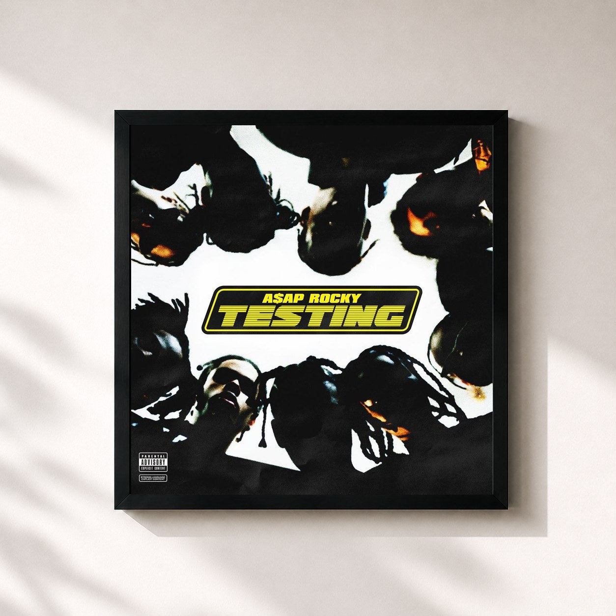 #noir Tableau carré de l'album TESTING de A$AP Rocky, cadre noir 32x32 cm