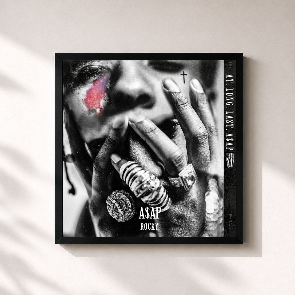 #noir Tableau carré de l'album AT.LONG.LAST.A$AP de A$AP Rocky, cadre noir 32x32 cm