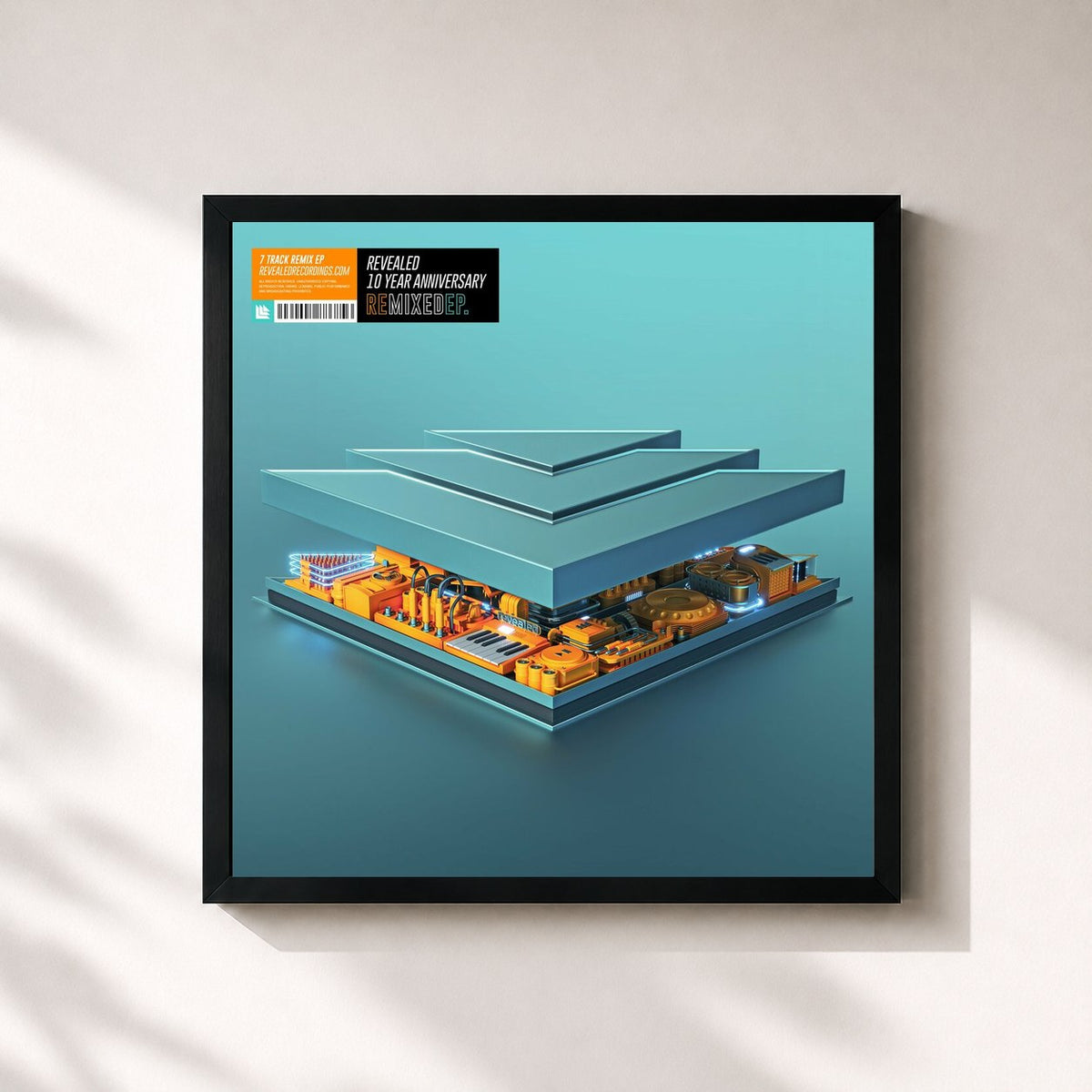 #noir Revealed 10 Year Anniversary Remixed di Hardwell in stampa quadrata incorniciata, cornice nera 32x32 cm