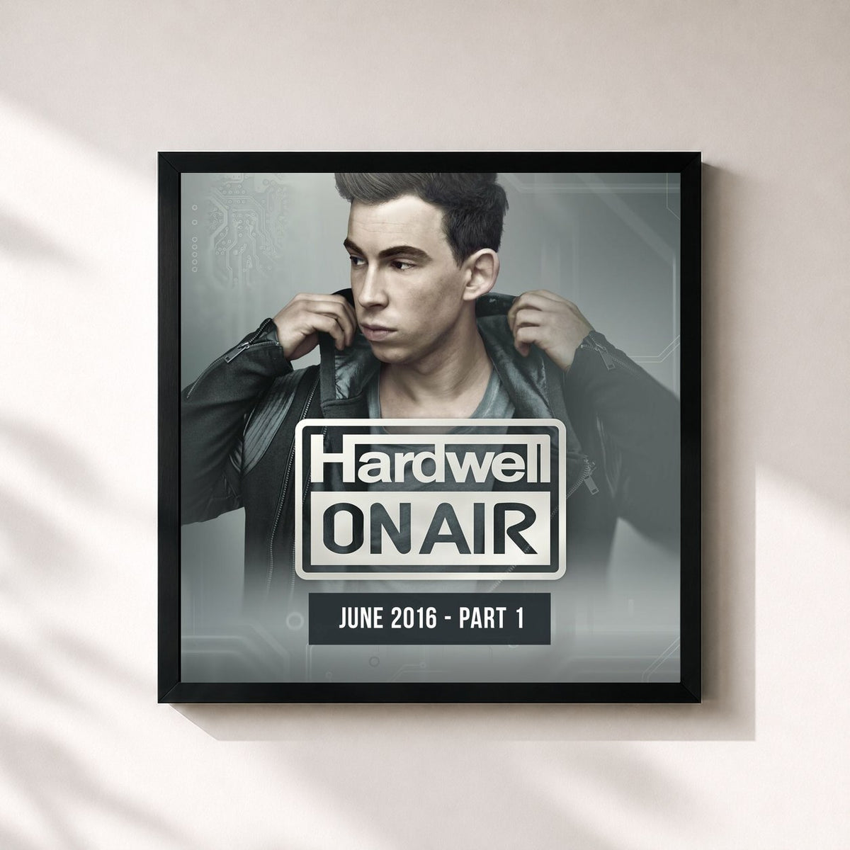#noir Tableau carré de l'album Hardwell On Air June 2016 - Pt. 1 de Hardwell, cadre noir 32x32 cm