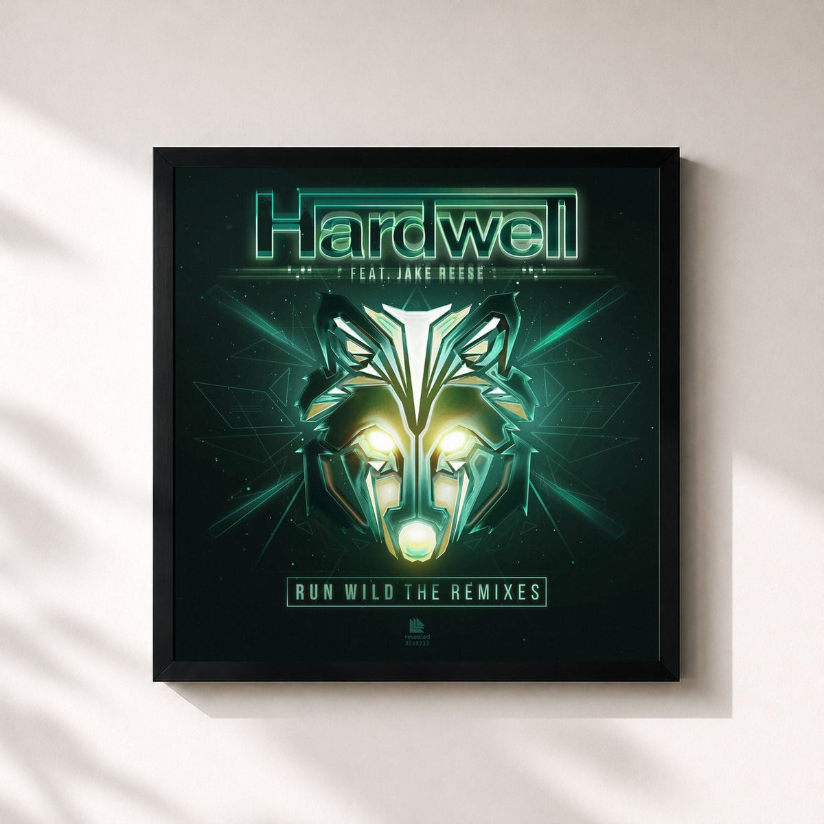 #noir Tableau carré de l'album Run Wild (The Remixes) de Hardwell, cadre noir 32x32 cm