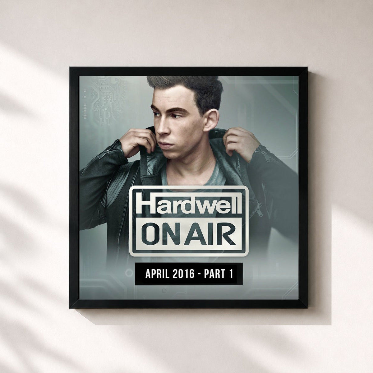 #noir Tableau carré de l'album Hardwell On Air April 2016 - Pt. 1 de Hardwell, cadre noir 32x32 cm