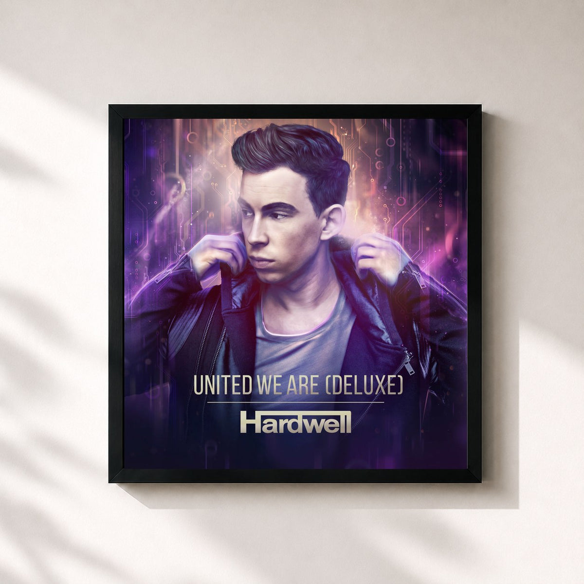 #noir United We Are (Extended Deluxe Edition) di Hardwell in stampa quadrata incorniciata, cornice nera 32x32 cm