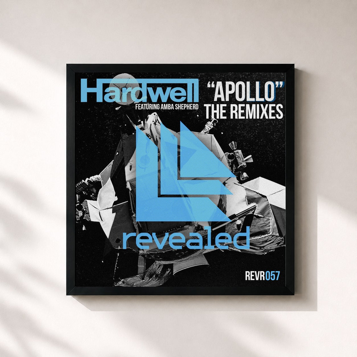#noir Tableau carré de l'album Apollo (The Remixes) de Hardwell, cadre noir 32x32 cm