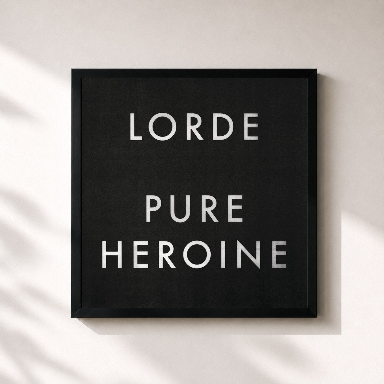 #noir Tableau carré de l'album Pure Heroine de Lorde, cadre noir 32x32 cm