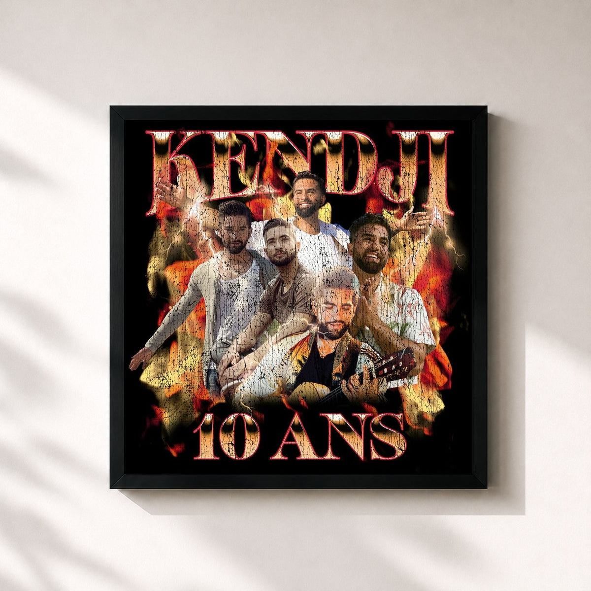 #noir Tableau carré de l'album KENDJI, les incontournables - 10 ans de Kendji Girac, cadre noir 32x32 cm