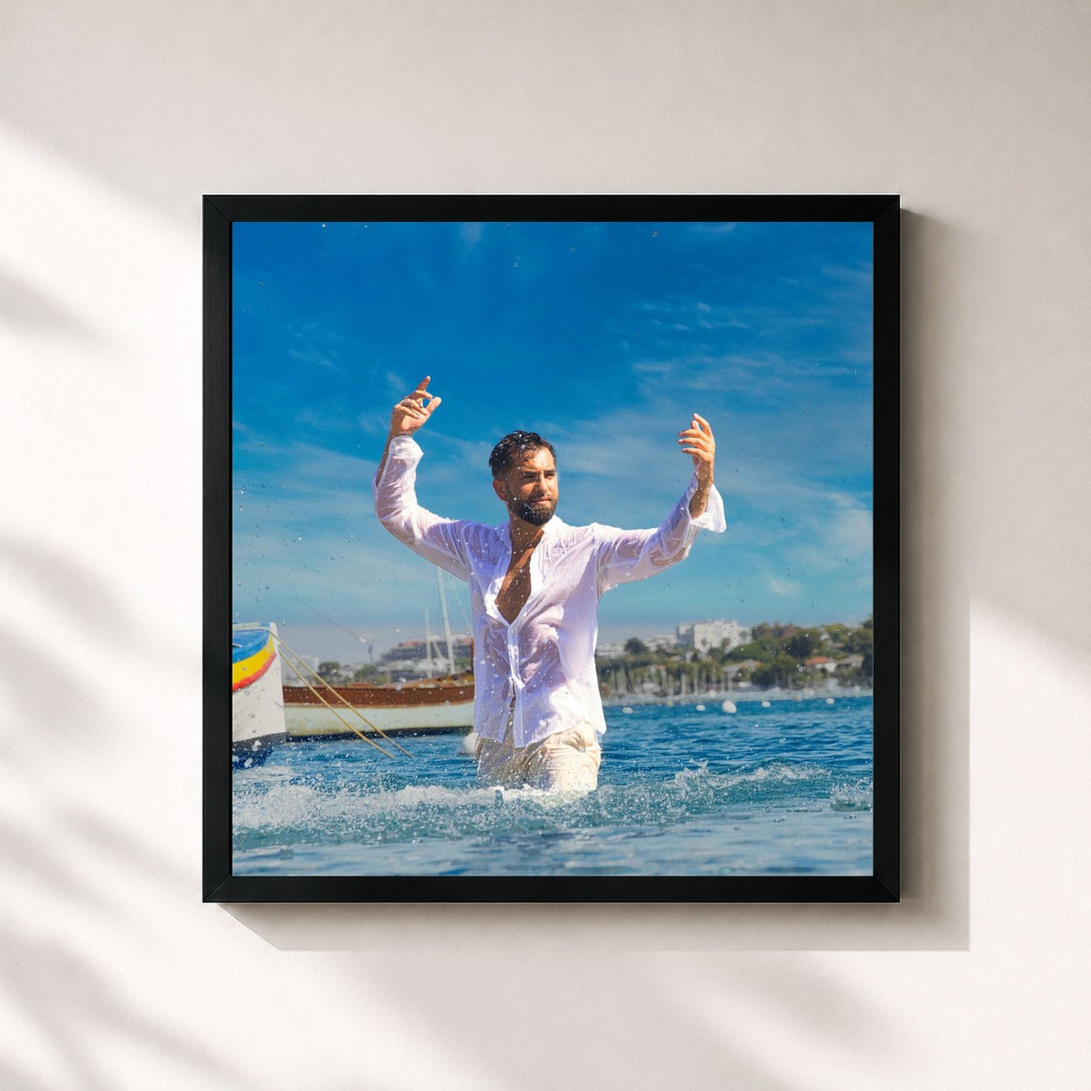 #noir Tableau carré de l'album Vivre... (Noël acoustique) de Kendji Girac, cadre noir 32x32 cm