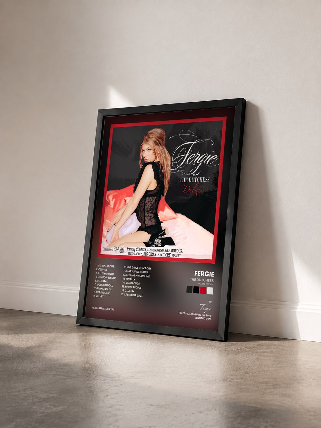 #noir The Dutchess (Deluxe Edition) de Fergie en lámina enmarcada vista de tres cuartos, marco negro