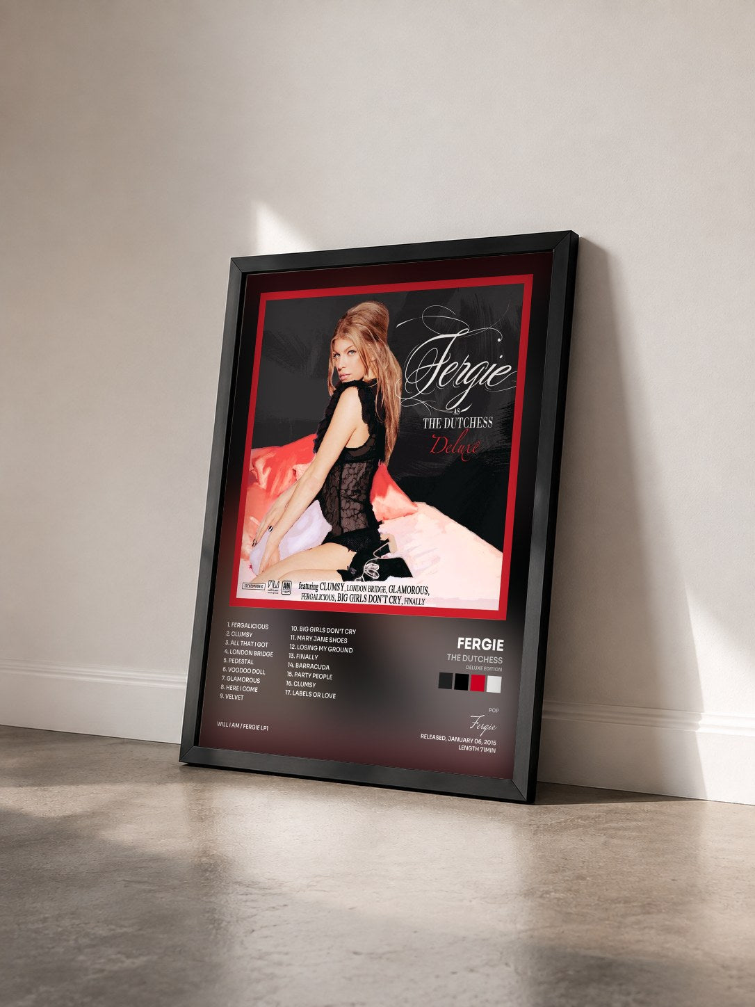 #noir The Dutchess (Deluxe Edition) de Fergie en lámina enmarcada vista de tres cuartos, marco negro