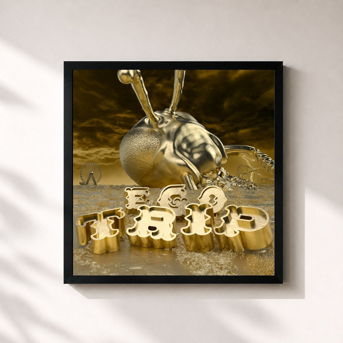 #noir Tableau carré de l'album Ego Trip (Deluxe) de Papa Roach, cadre noir 32x32 cm