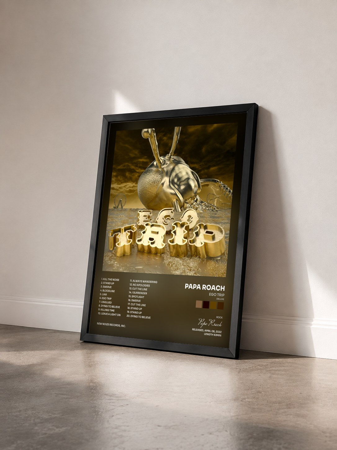 #noir Tableau de l'album Ego Trip (Deluxe) de Papa Roach vu de trois quarts, cadre noir