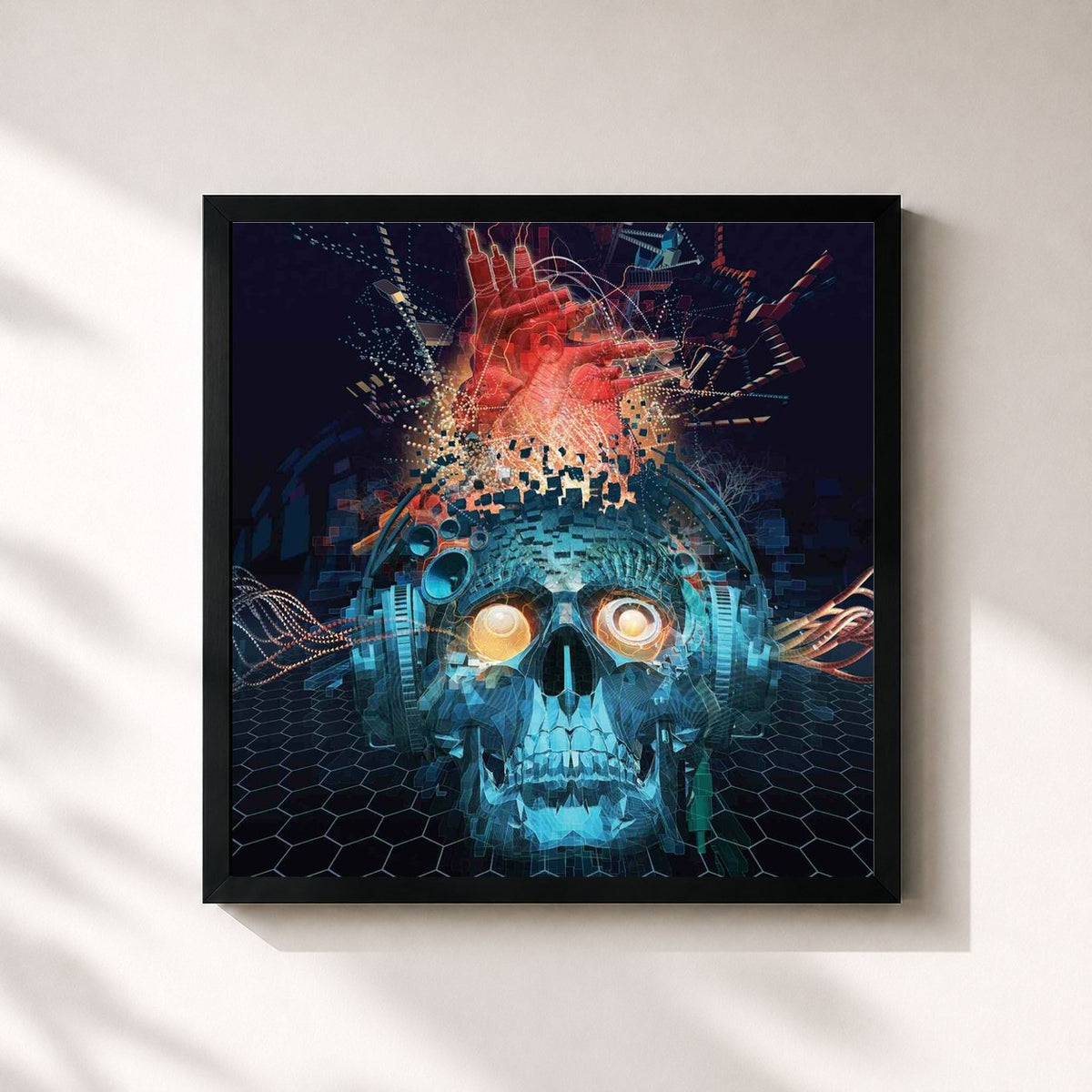 #noir Tableau carré de l'album The Connection de Papa Roach, cadre noir 32x32 cm