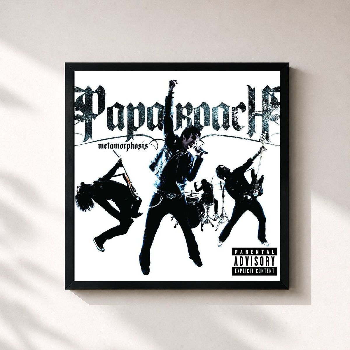 #noir Tableau carré de l'album Metamorphosis de Papa Roach, cadre noir 32x32 cm