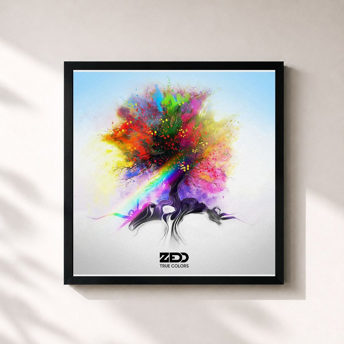 #noir Tableau carré de l'album True Colors de ZEDD, cadre noir 32x32 cm