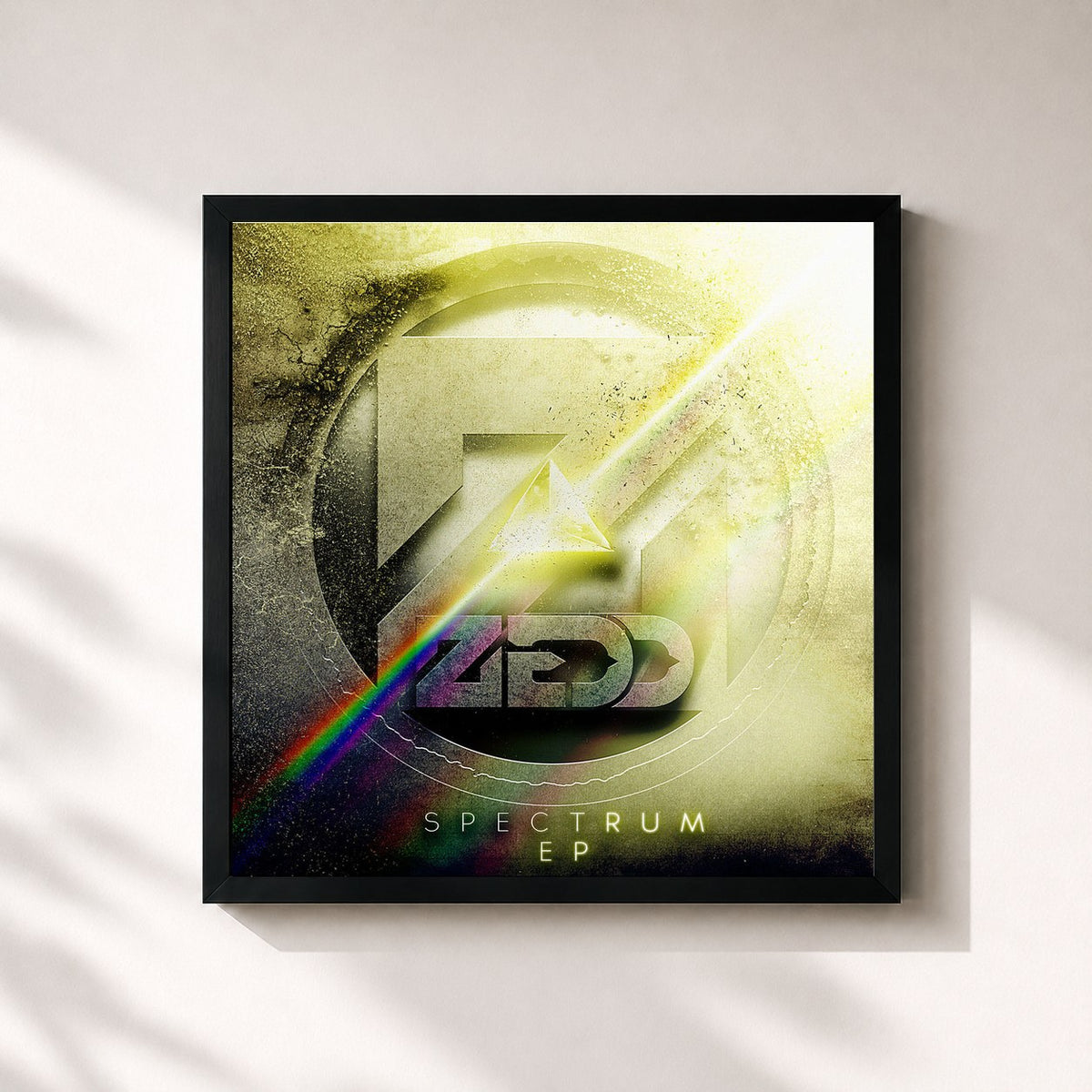 #noir Tableau carré de l'album Spectrum EP de ZEDD, cadre noir 32x32 cm