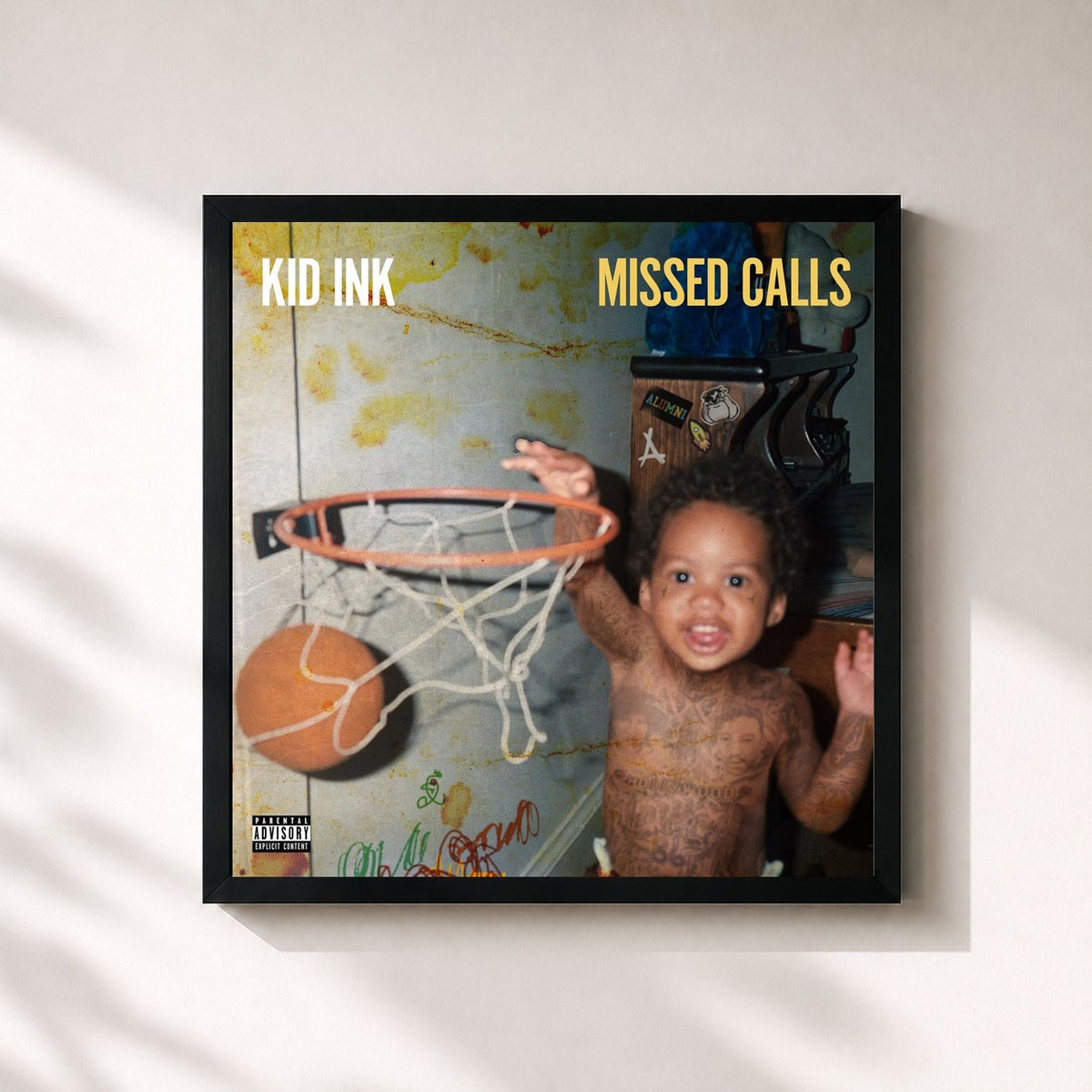 #noir Missed Calls de Kid Ink en lámina cuadrada enmarcada, marco negro de 32x32 cm