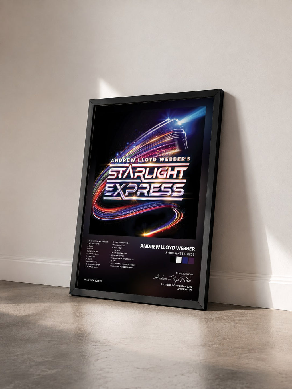 #noir Tableau de l'album Starlight Express de Andrew Lloyd Webber vu de trois quarts, cadre noir