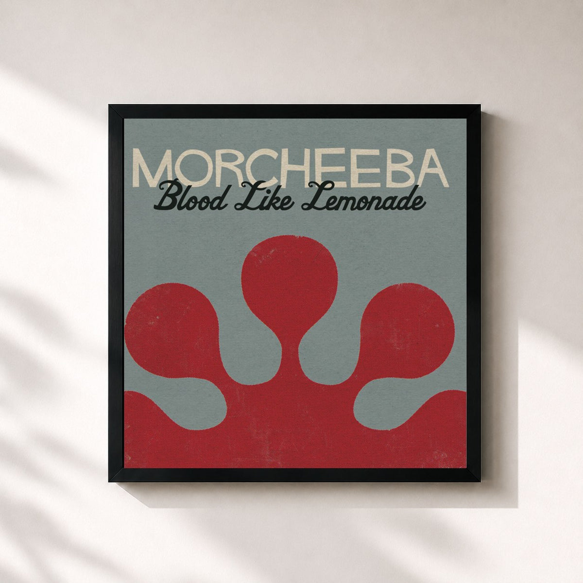 #noir Tableau carré de l'album Blood Like Lemonade de Morcheeba, cadre noir 32x32 cm