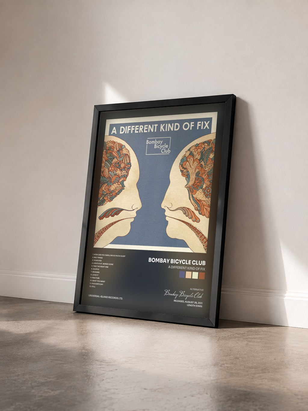 #noir A Different Kind Of Fix di Bombay Bicycle Club in stampa incorniciata vista di tre quarti, cornice nera