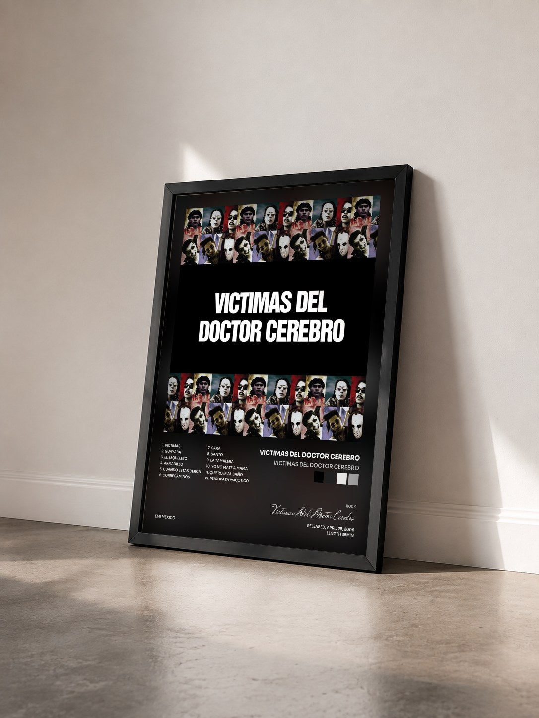 #noir Tableau de l'album Victimas Del Doctor Cerebro de Victimas Del Doctor Cerebro vu de trois quarts, cadre noir